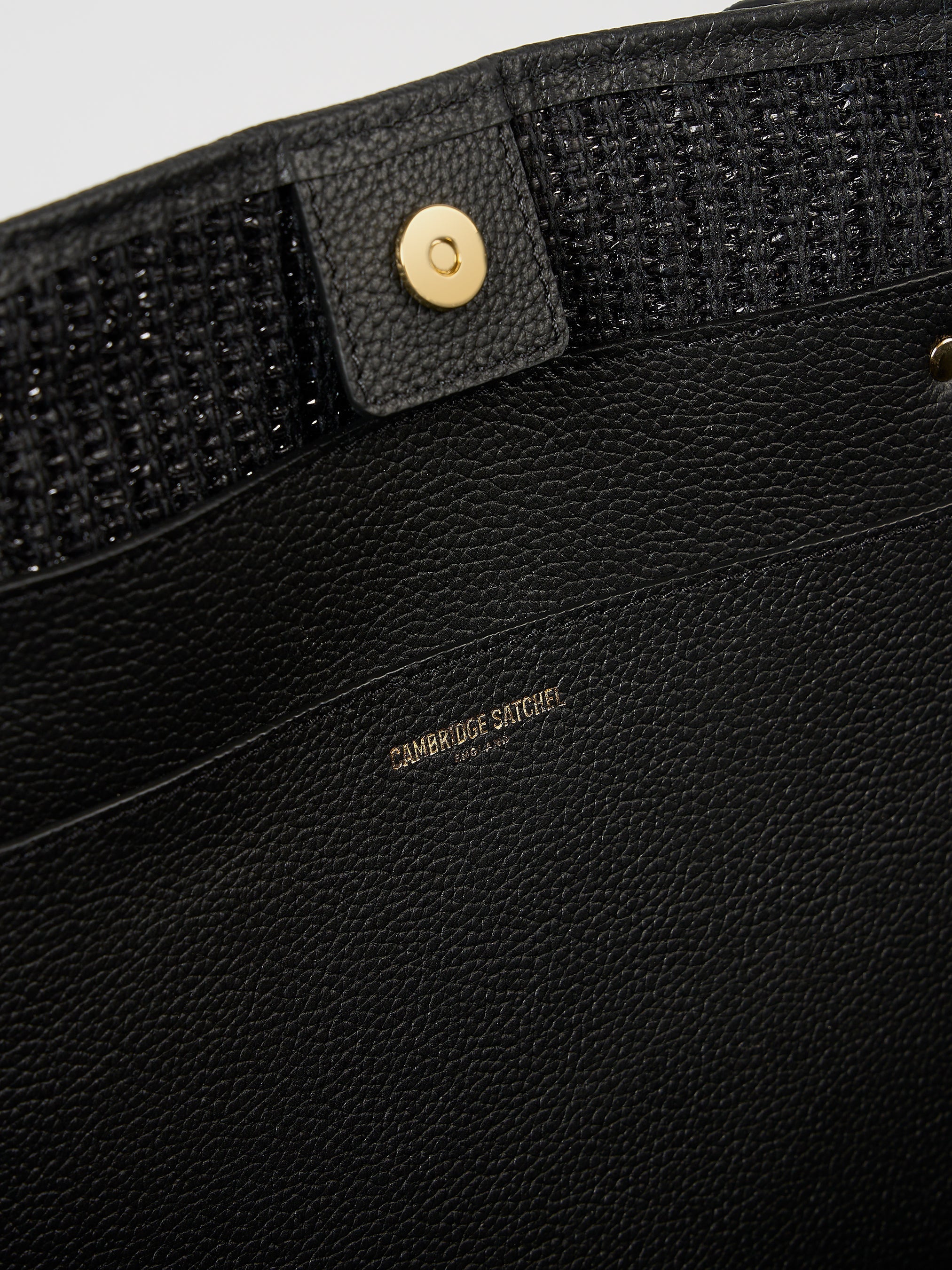 The Raffia Tote - Black Raffia & Madras Grain Leather