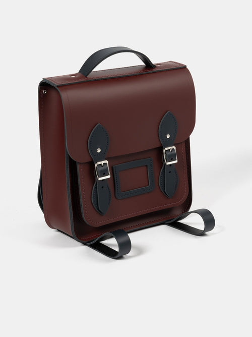 The Small Portrait Backpack - Oxblood & Navy - The Cambridge Satchel Company EU Store