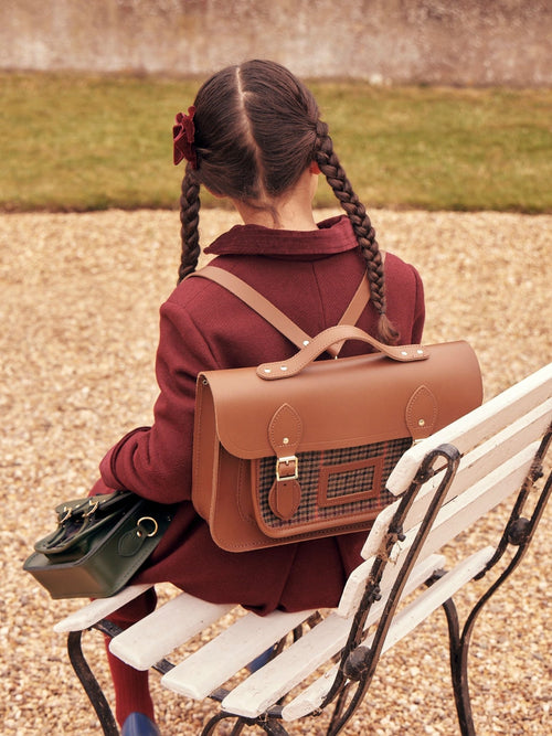 The 13 Inch Batchel Backpack - Vintage with Pepa London Brown Tweed - The Cambridge Satchel Company EU Store