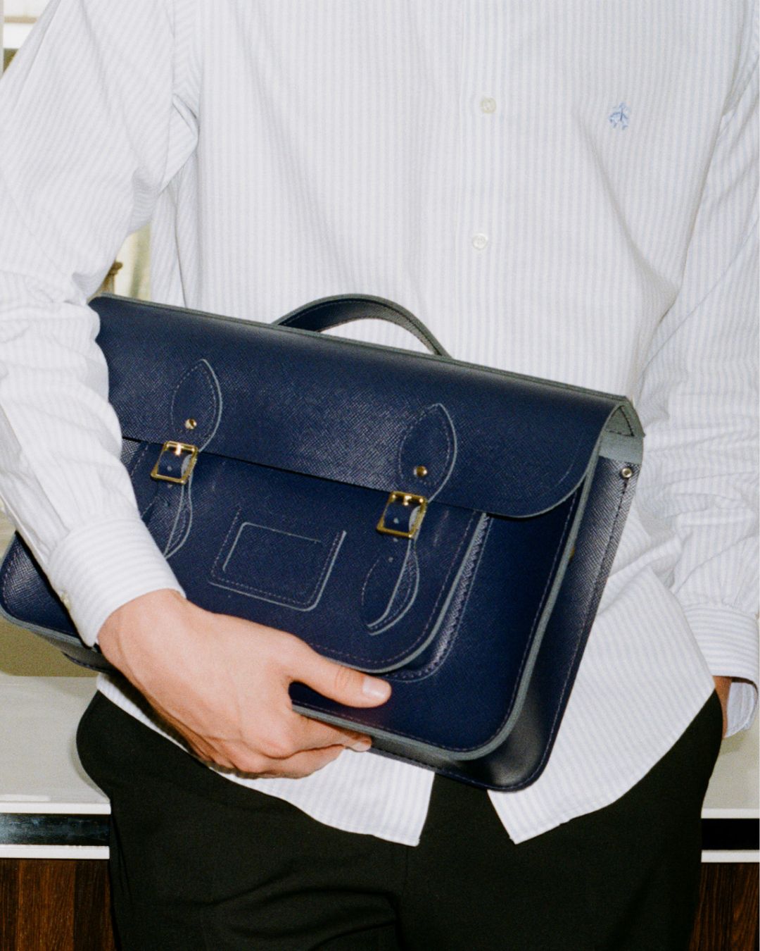 The 15 Inch Batchel - Blueberry Saffiano - Cambridge Satchel