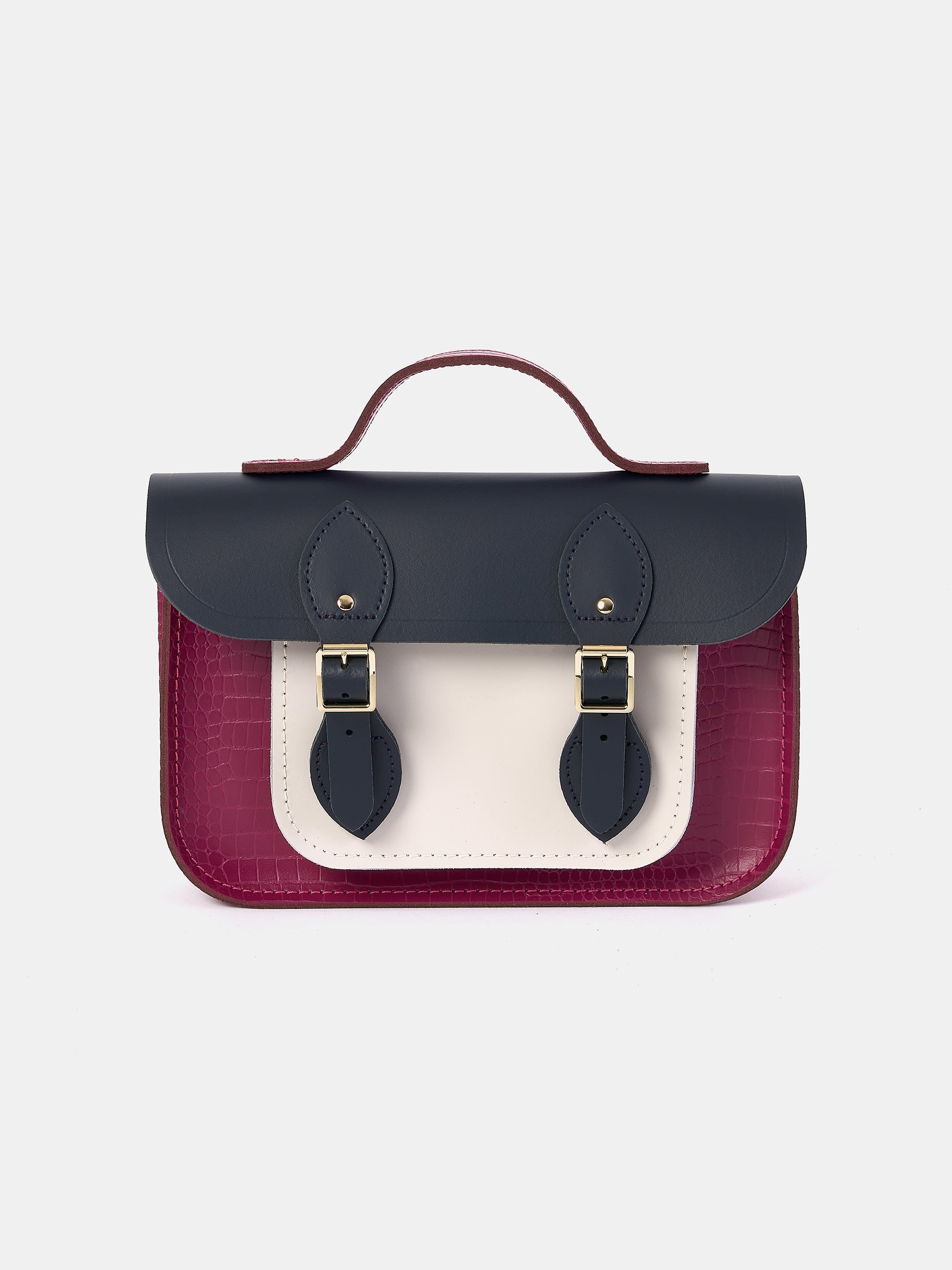 The 11 Inch Batchel - Magenta Croc, Clay & Navy