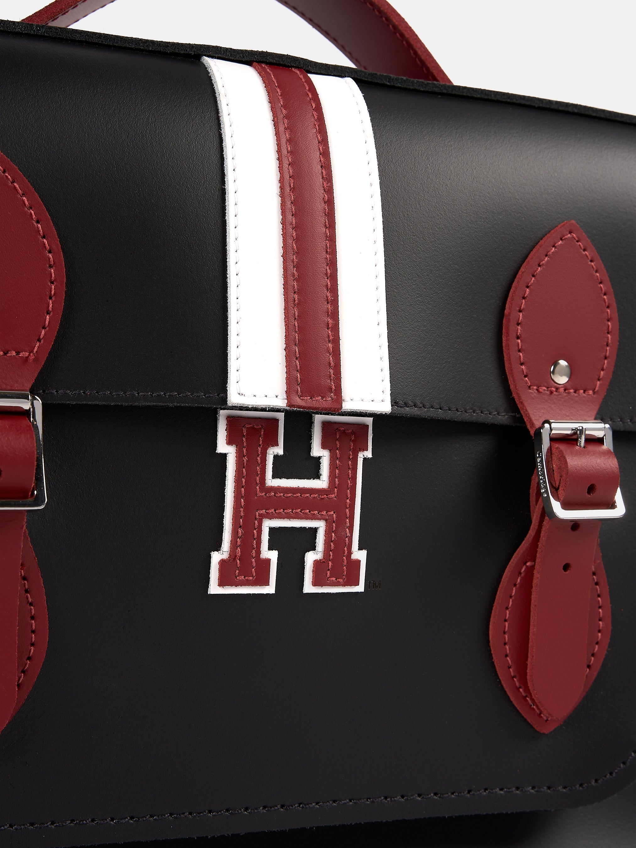 The 15 Inch Batchel - Black with Harvard Stripe