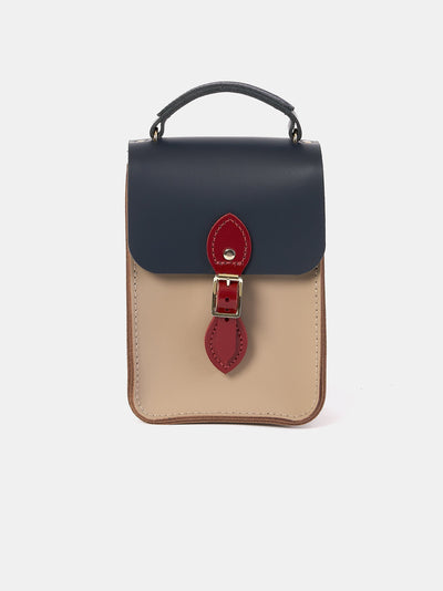 The Mini Binocular Bag - Mushroom, Navy & Red Patent