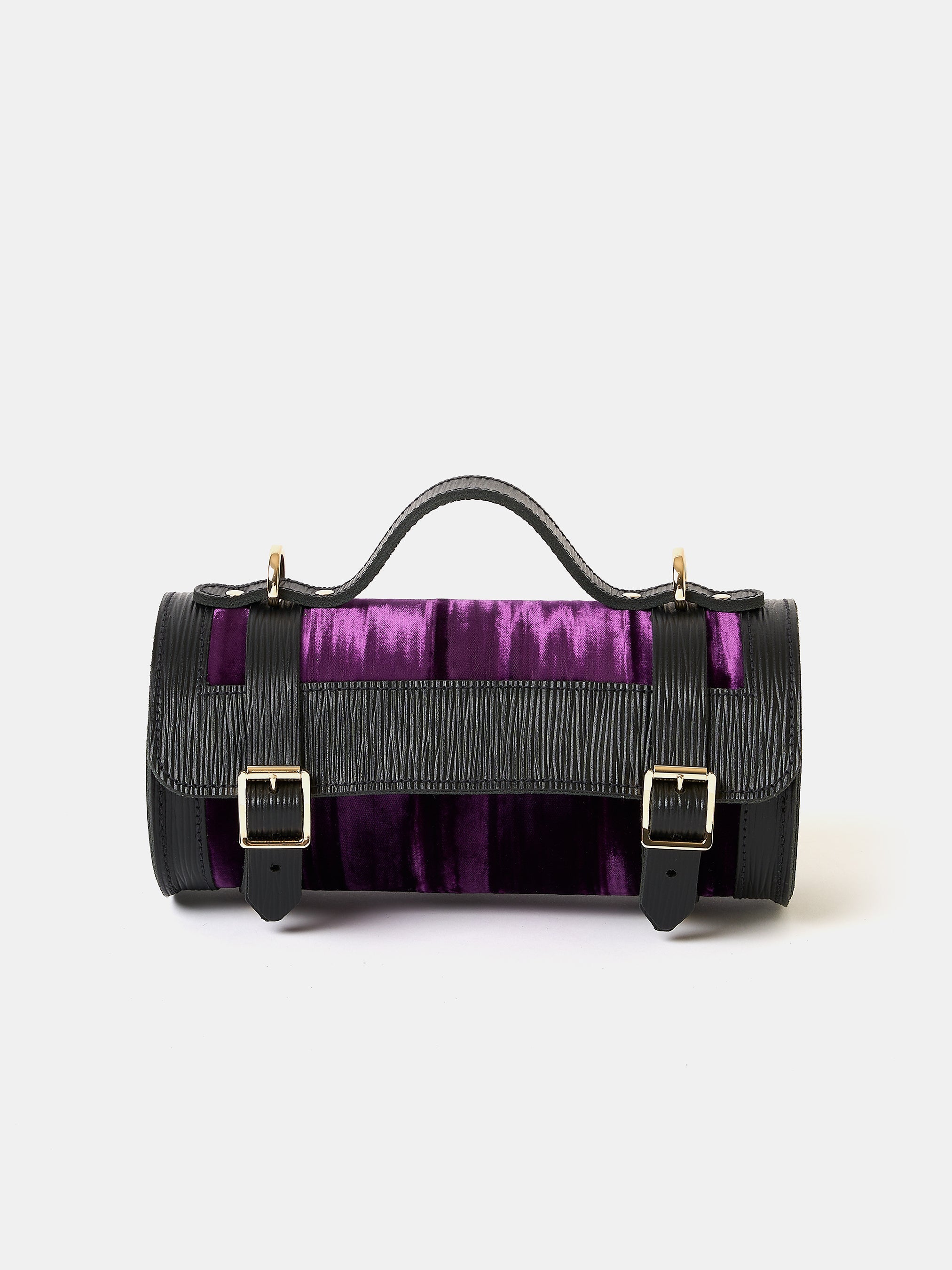 The Mini Bowls Bag - Black 1914 Grain with Purple Velvet