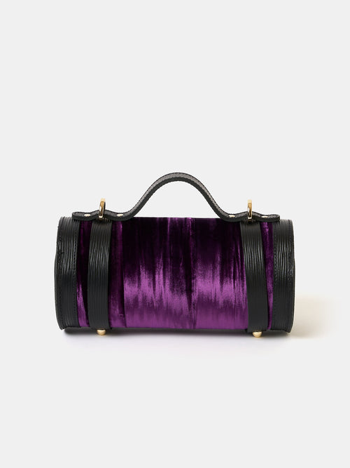 The Mini Bowls Bag - Black 1914 Grain with Purple Velvet