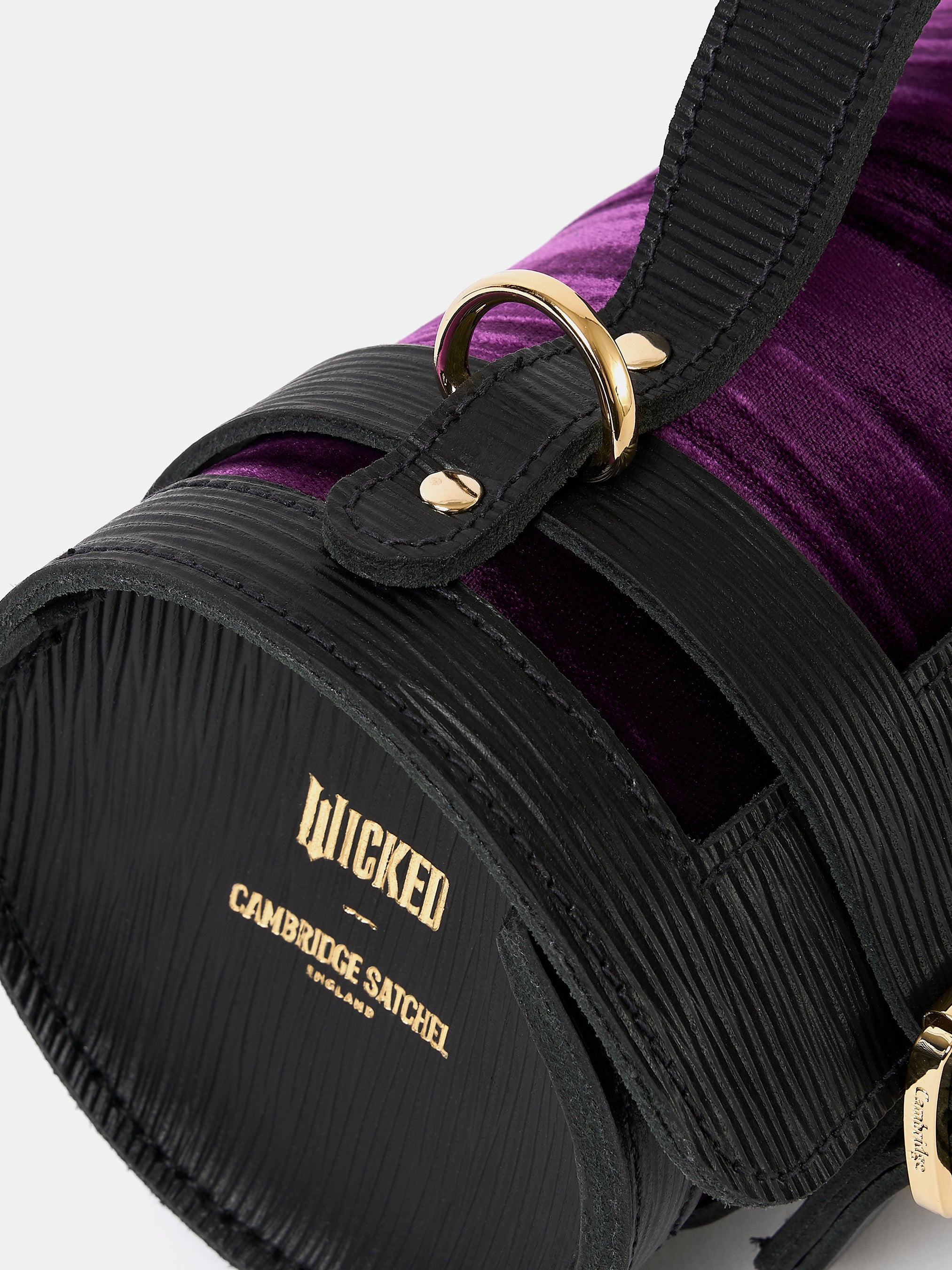 The Mini Bowls Bag - Black 1914 Grain with Purple Velvet