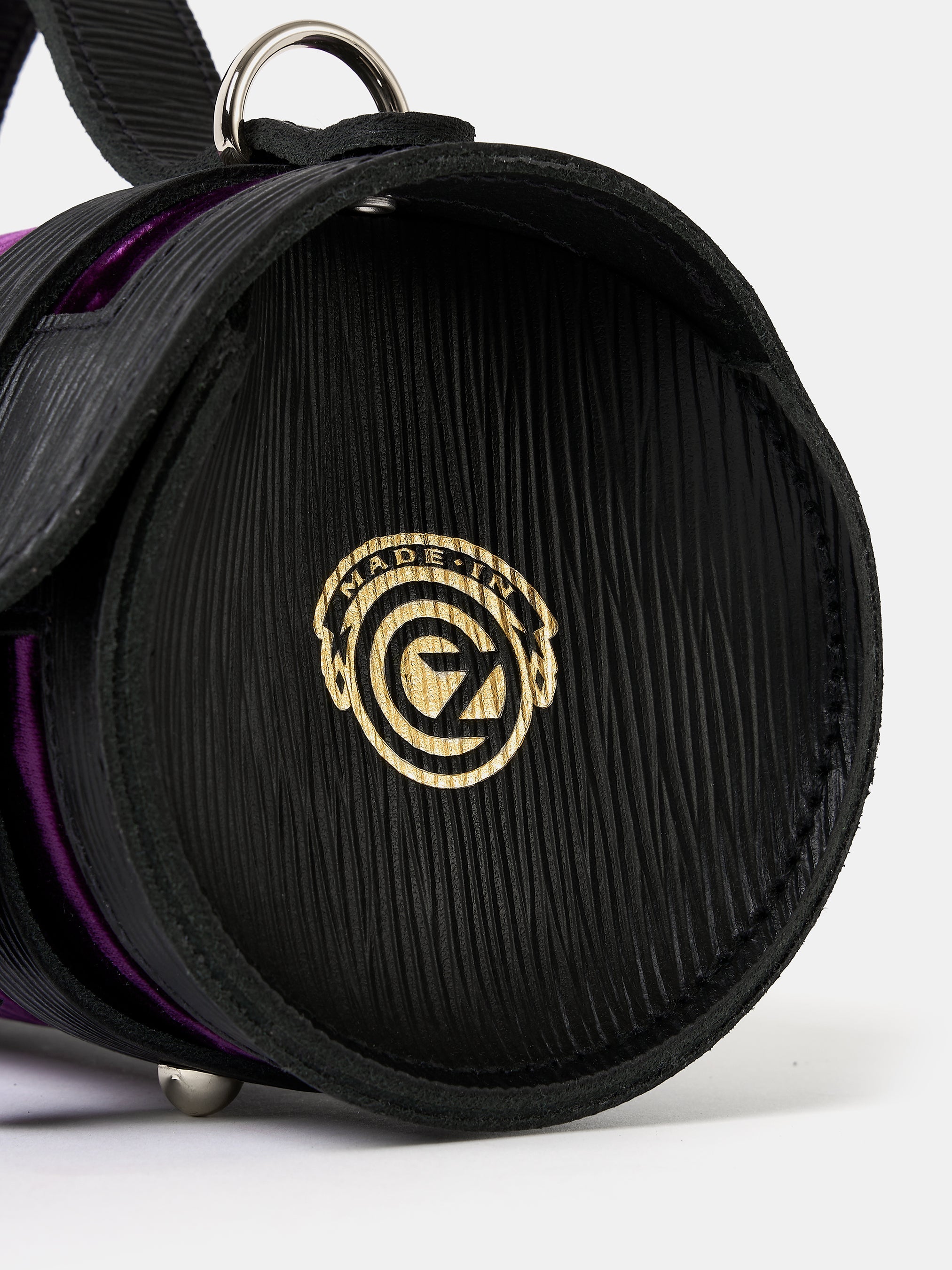 The Mini Bowls Bag - Black 1914 Grain with Purple Velvet