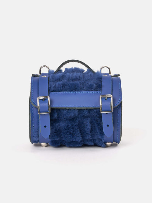 The Micro Bowls Bag - Electric Blue Merino Fluff with Sultry Blue