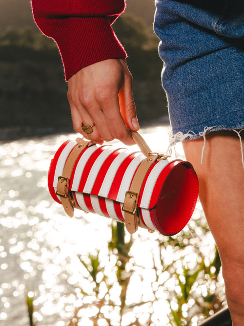 The Micro-Wide Bowls Bag - Bright Red, Brilliant White & Iced Coffee