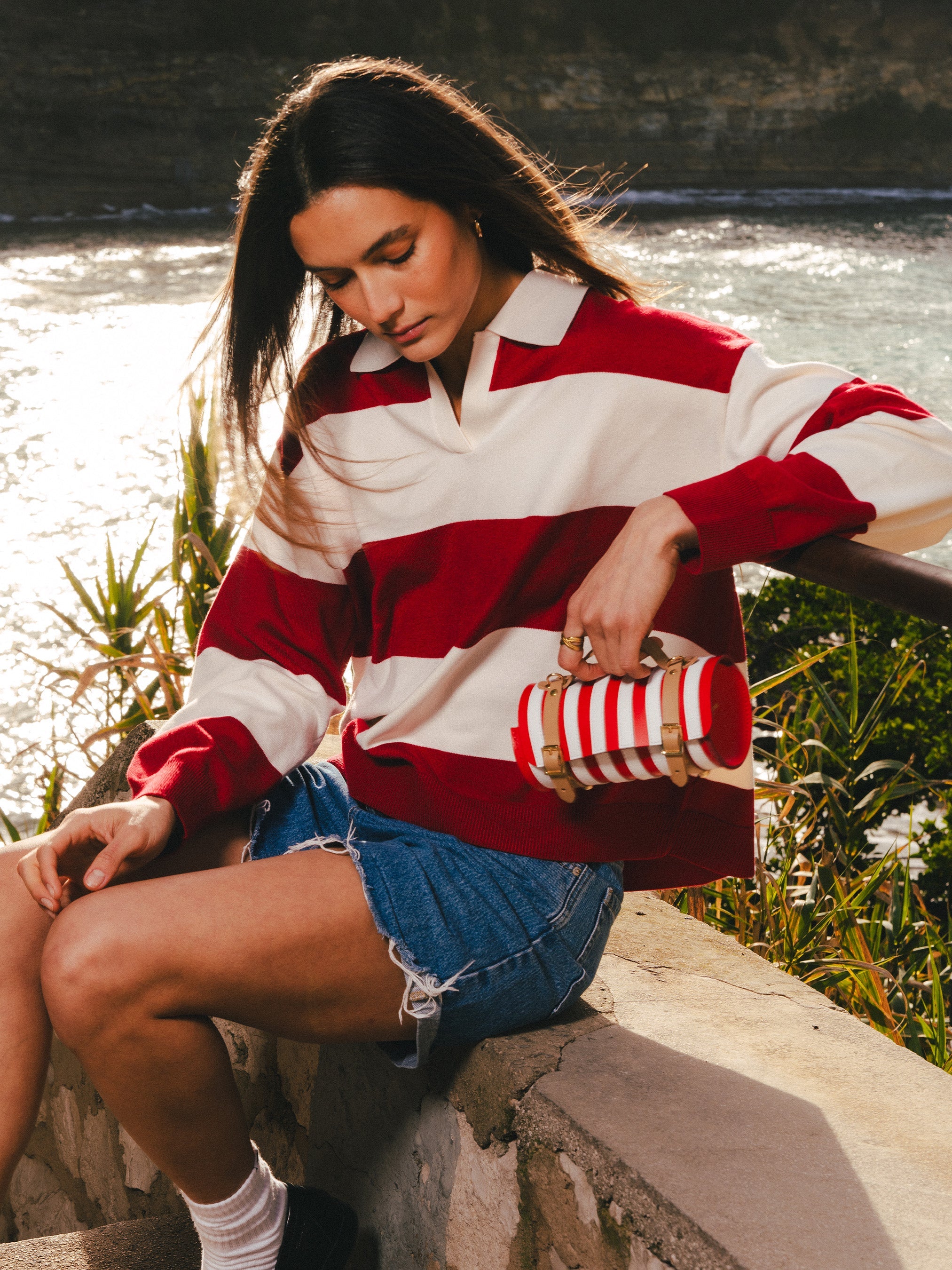 The Micro-Wide Bowls Bag - Bright Red, Brilliant White & Iced Coffee