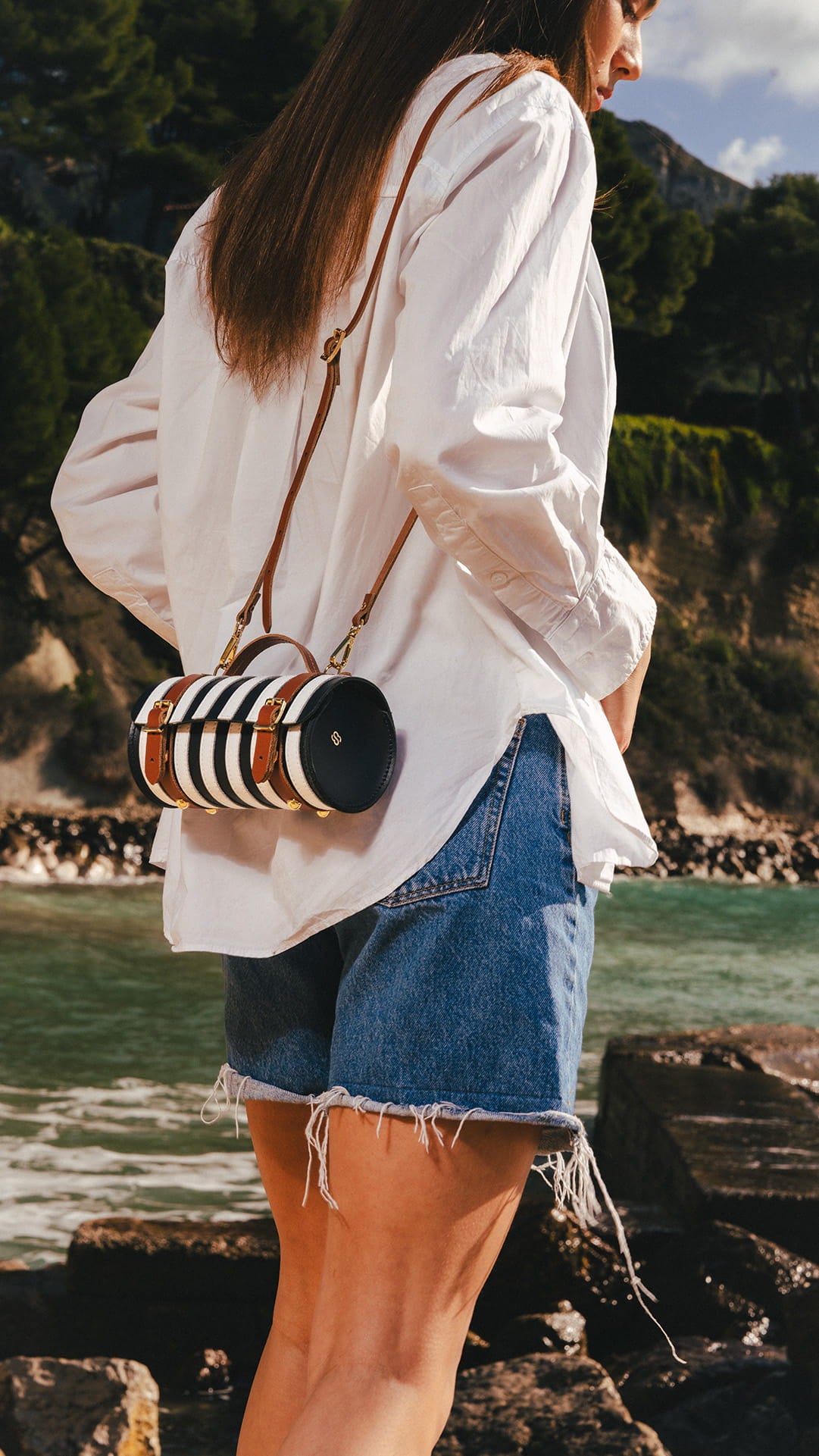 The Micro-Wide Bowls Bag - Navy, Brilliant White & Bay