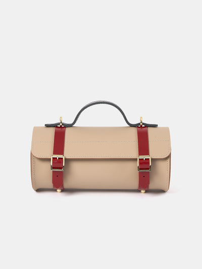 The Bowls Bag - Mushroom, Navy & Red Patent