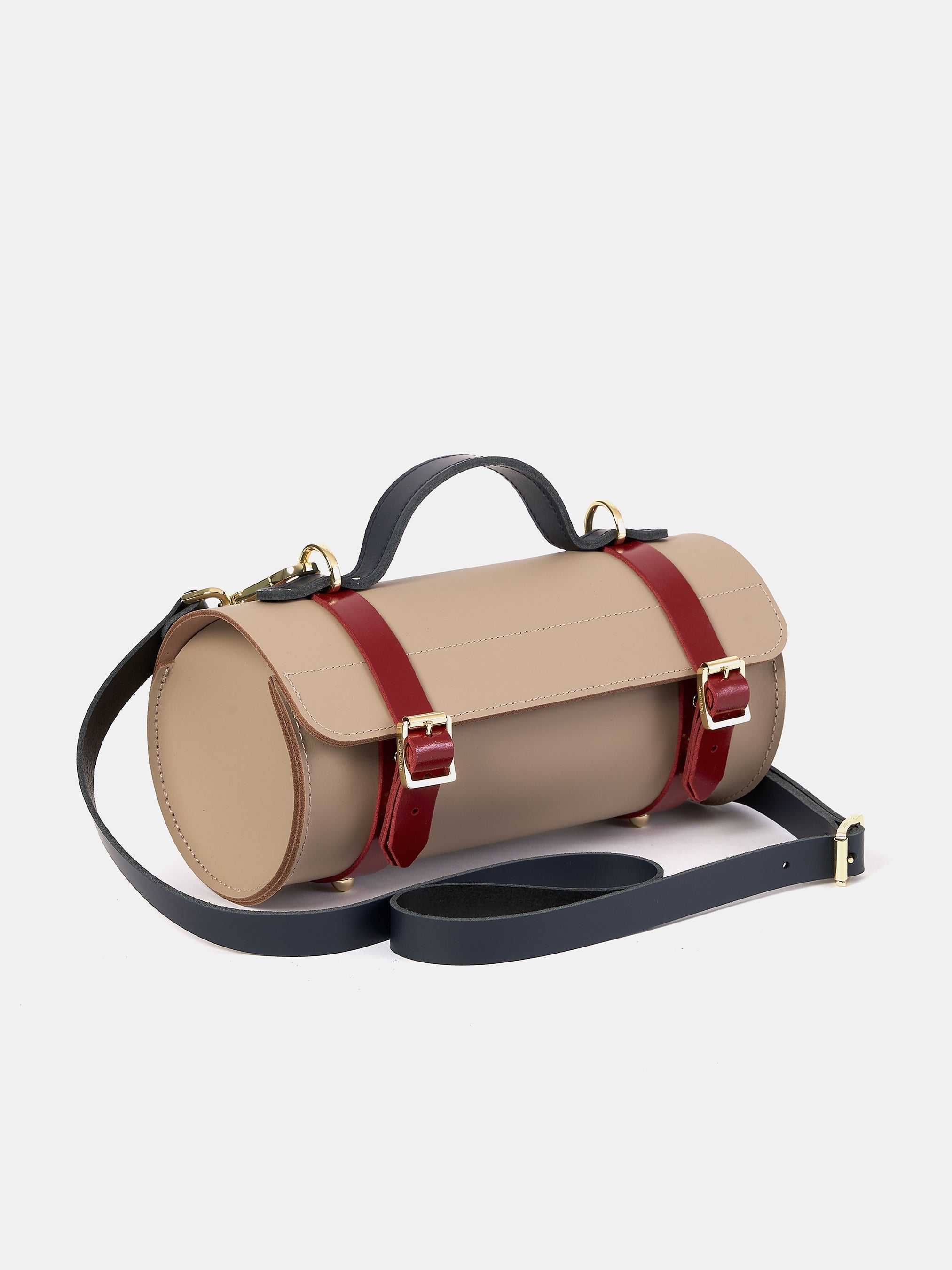 The Bowls Bag - Mushroom, Navy & Red Patent