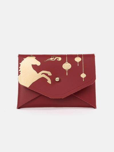 The Year of the Horse Mini Purse - Red with Gold Foil Horse