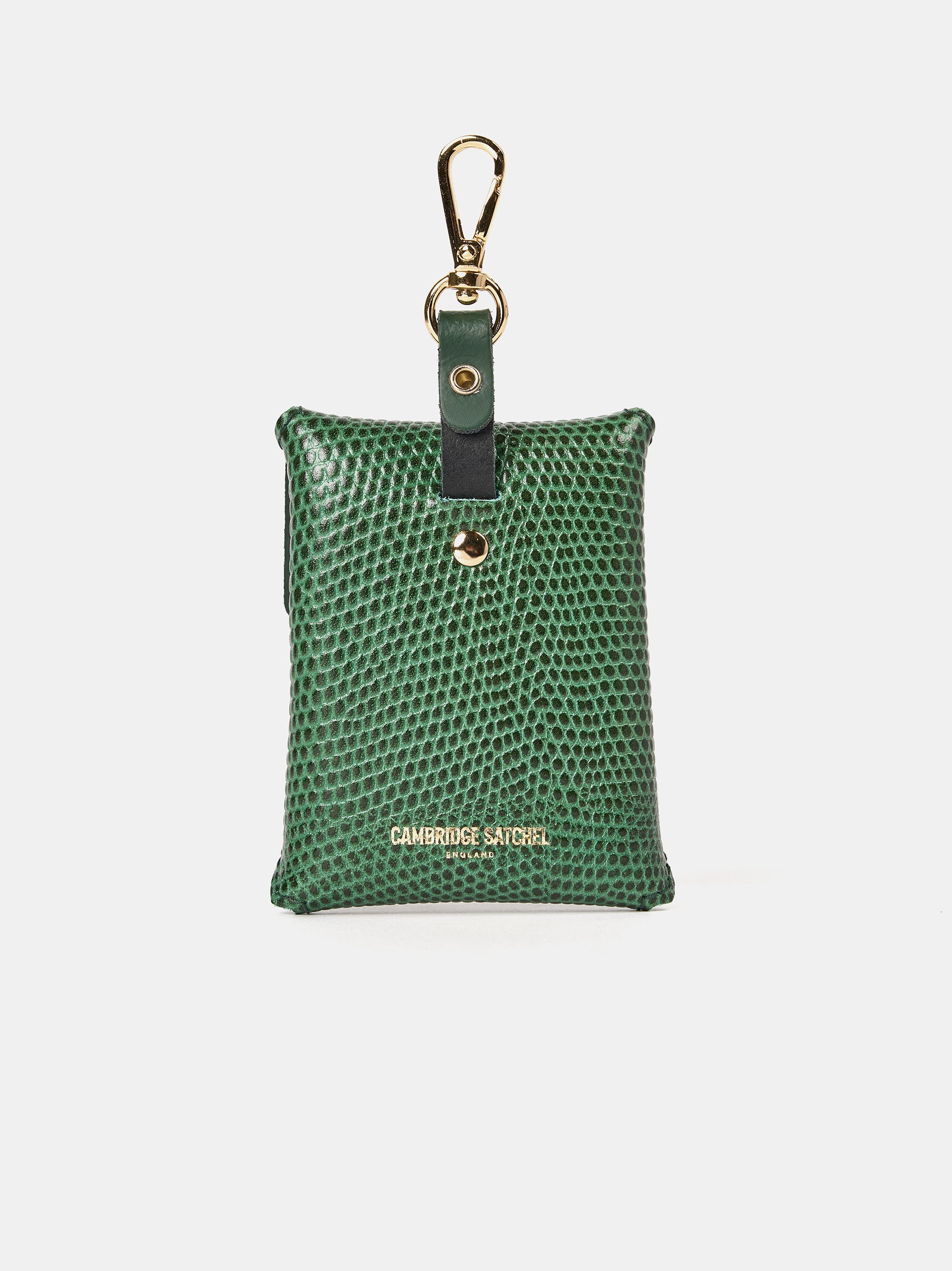 The Clip-on Pouch - Green Lizard Print Calf Grain