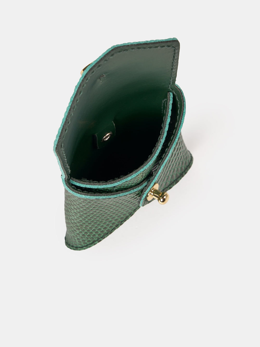 The Clip-on Pouch - Green Lizard Print Calf Grain