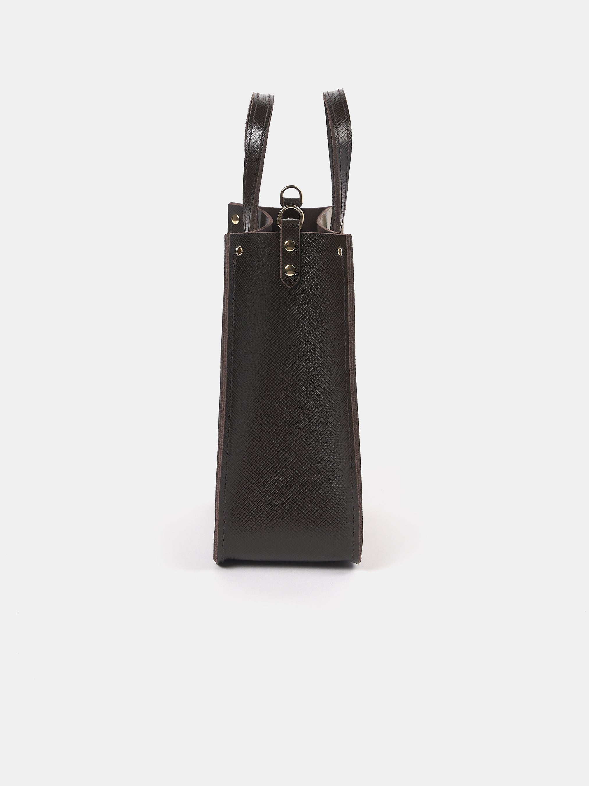 The Mini Tote - Dark Brown Saffiano with Whistlejacket