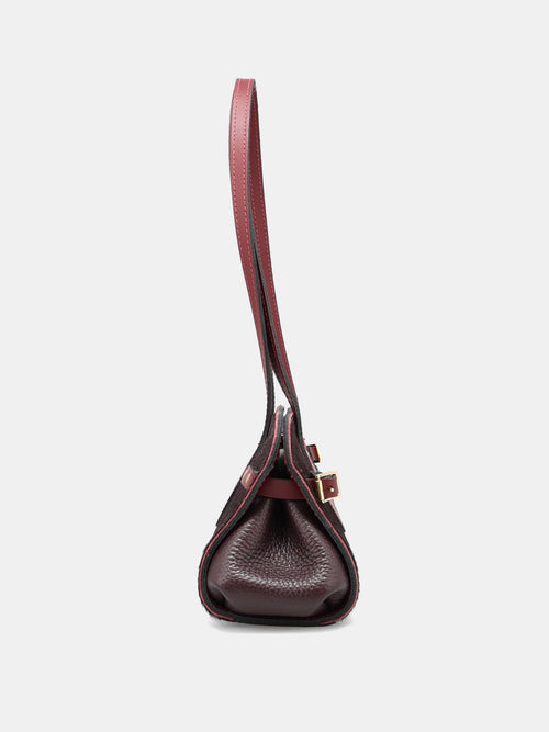 East West Shoulder Bag - Oxblood hair-on-hide