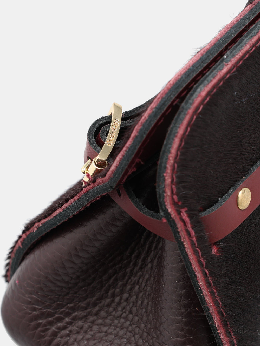 East West Shoulder Bag - Oxblood hair-on-hide