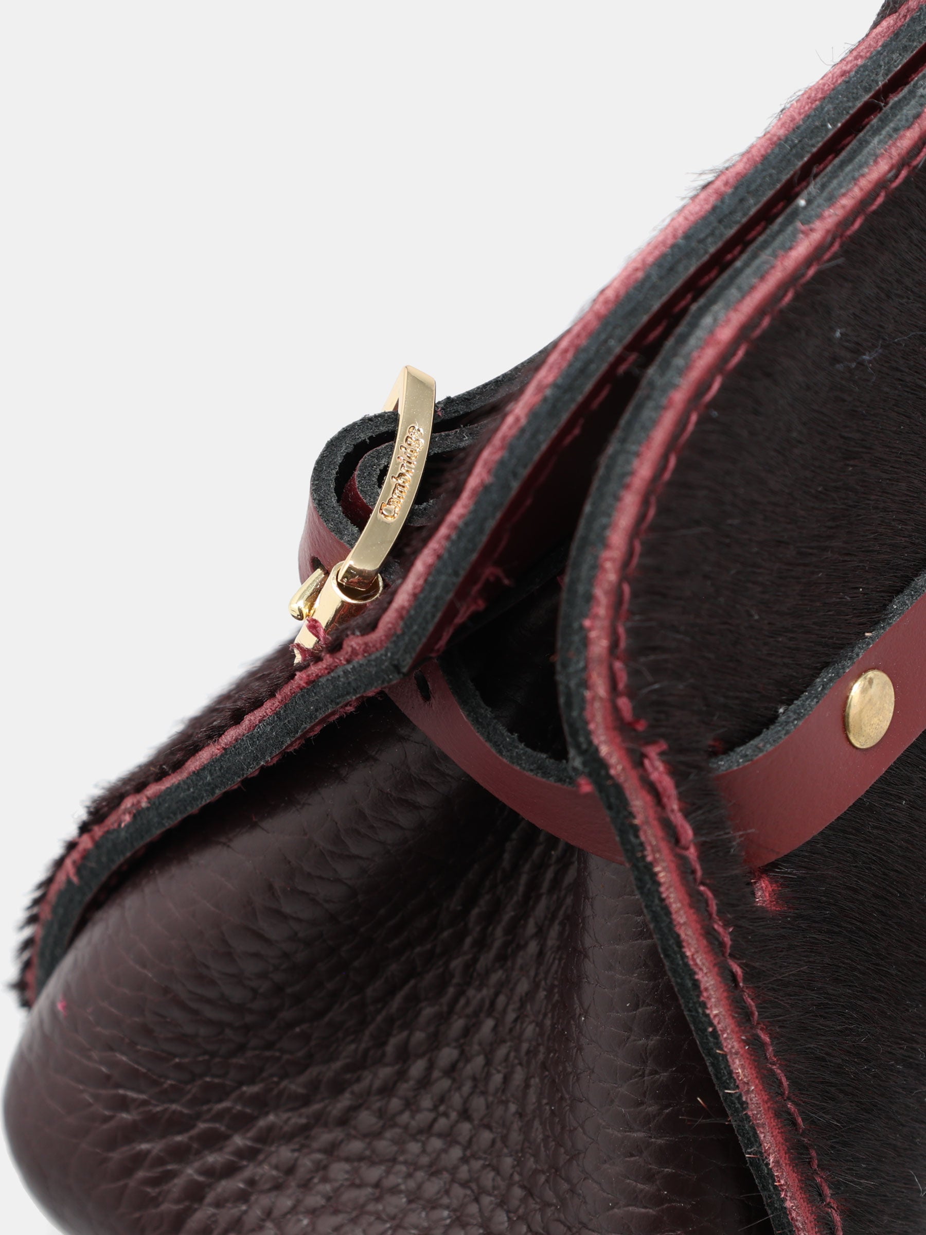East West Shoulder Bag - Oxblood hair-on-hide
