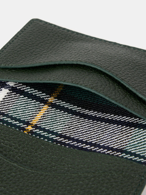 The Double Credit Card Holder - Ivy with Tartan Madras Grain