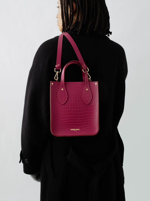 The Mini Tote -  Magenta Croc