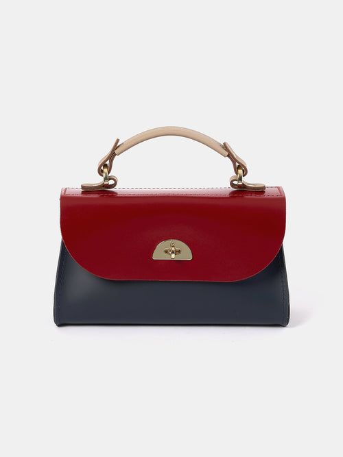 The Mini Daisy - Mushroom, Navy & Red Patent