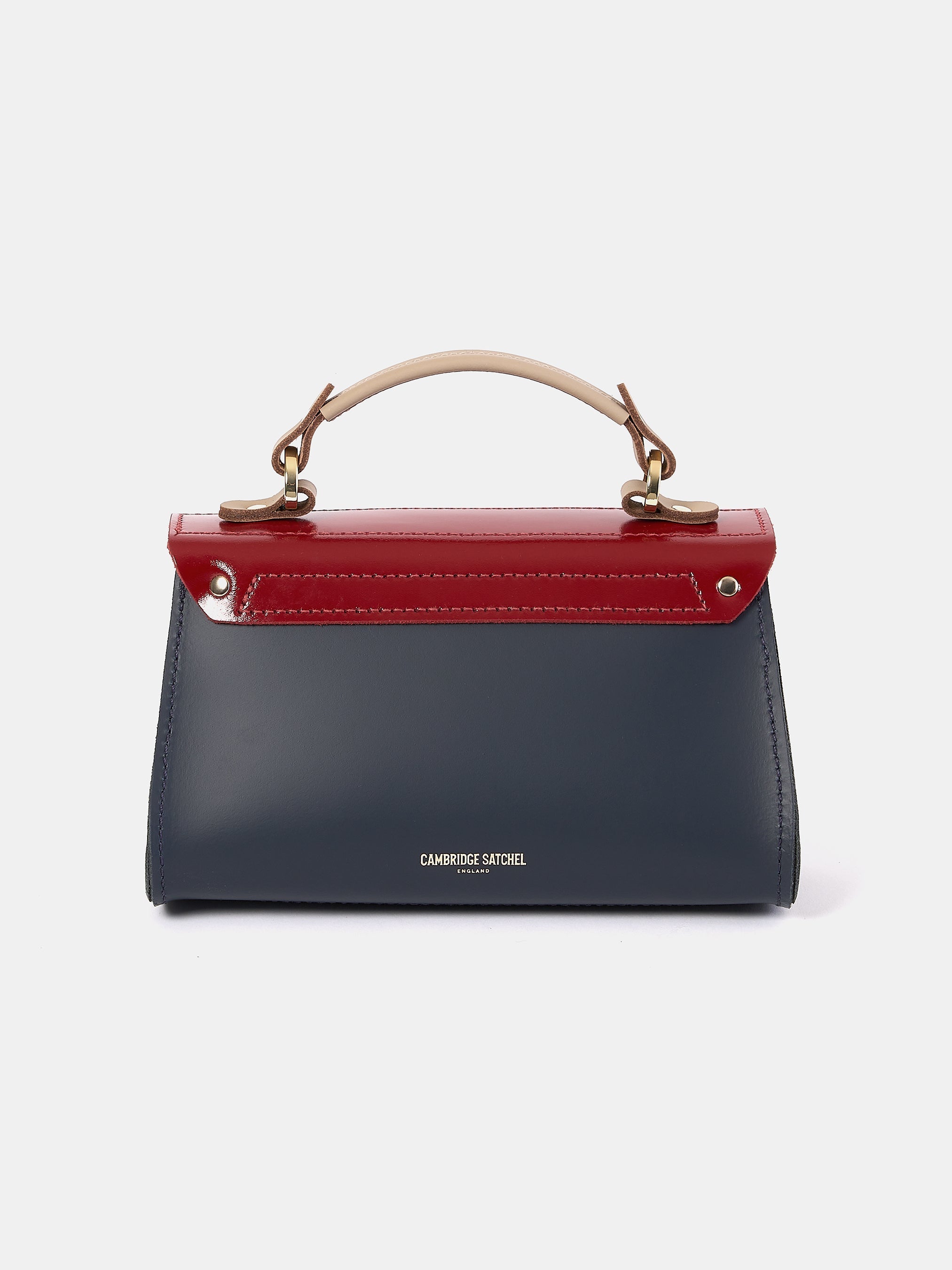 The Mini Daisy - Mushroom, Navy & Red Patent