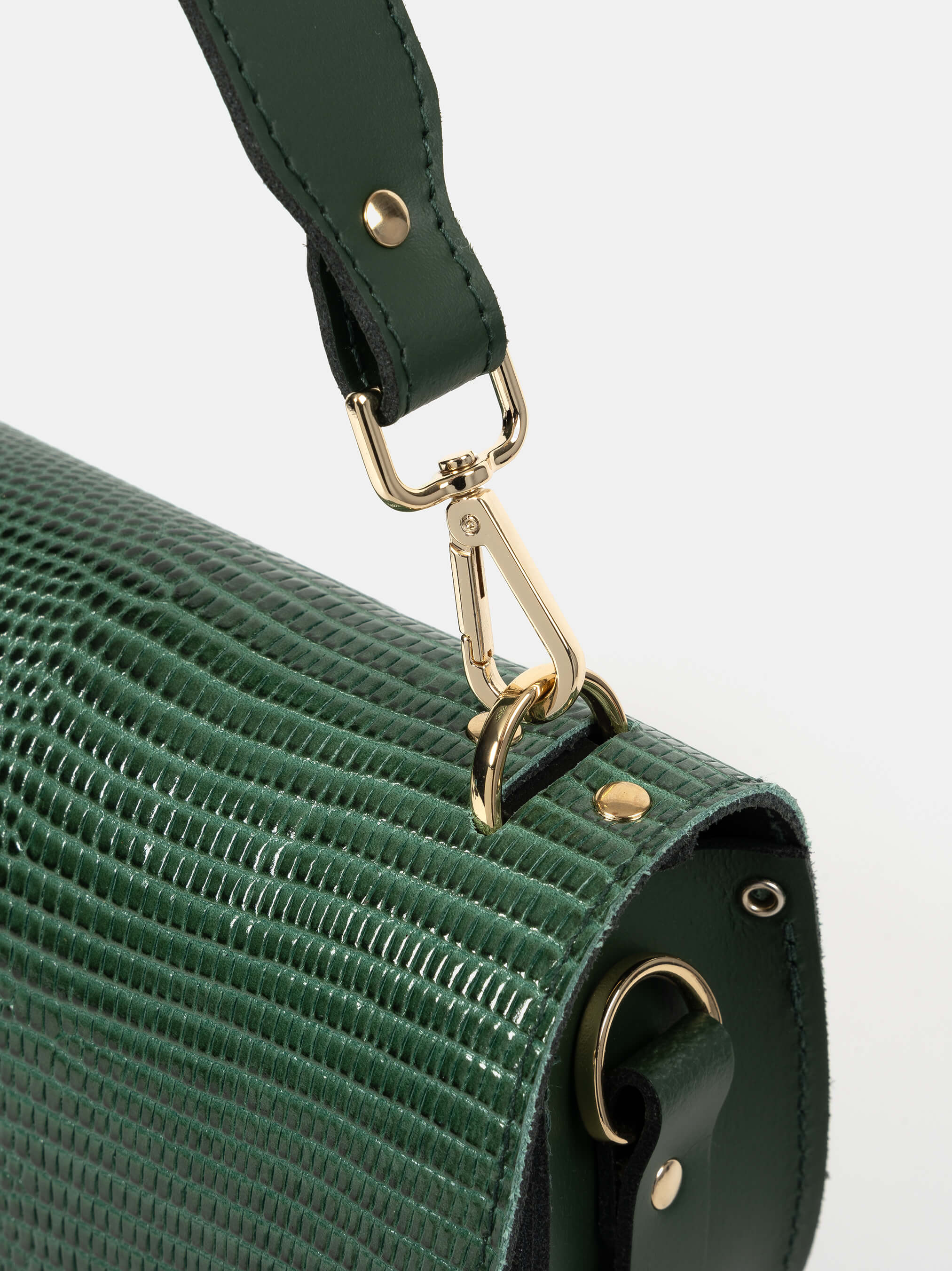 The Kate - Green Lizard Print Calf Grain with Racing Green