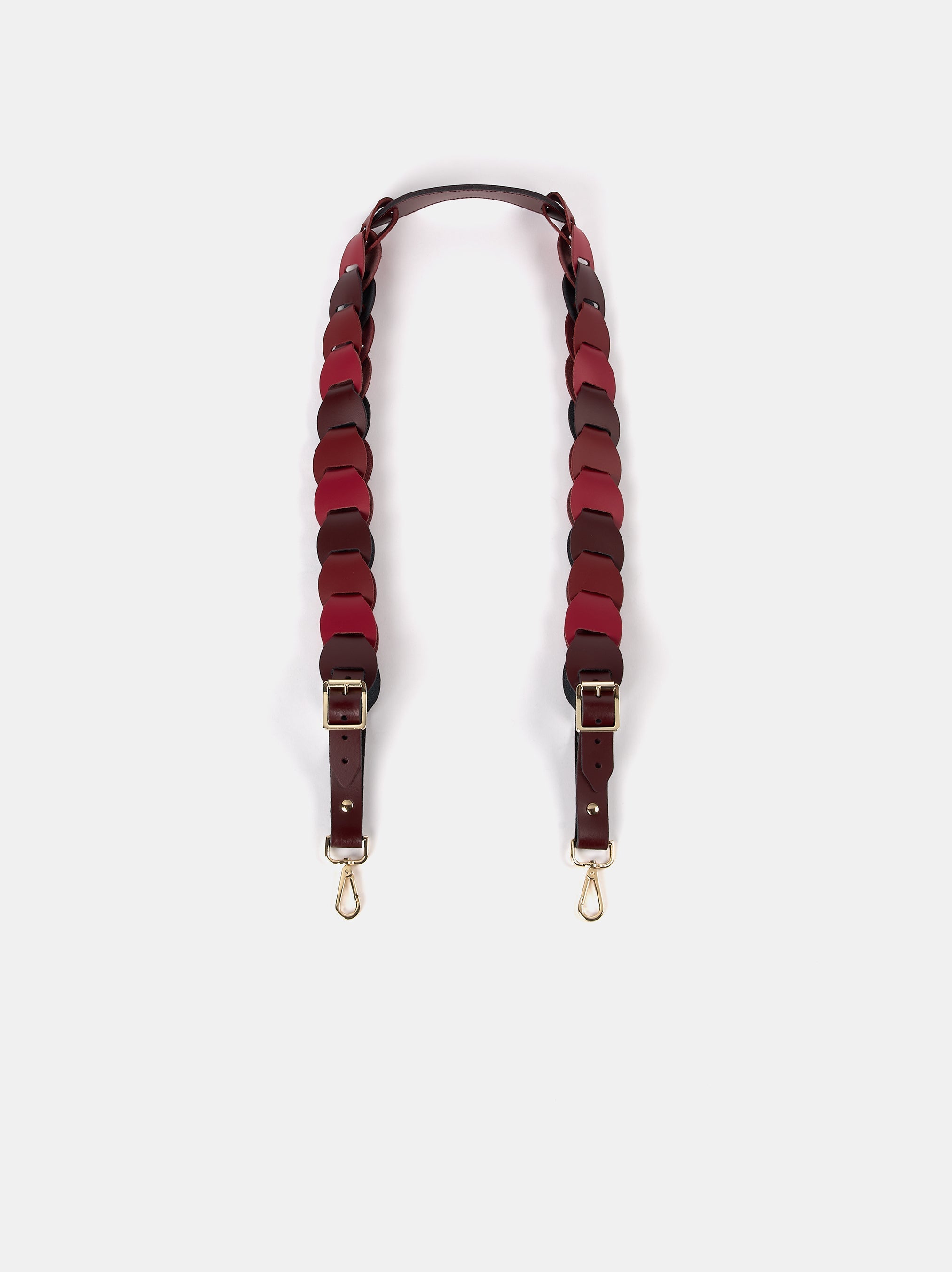 The Link Strap - Oxblood Tri-Colour & Pale Gold Hardware