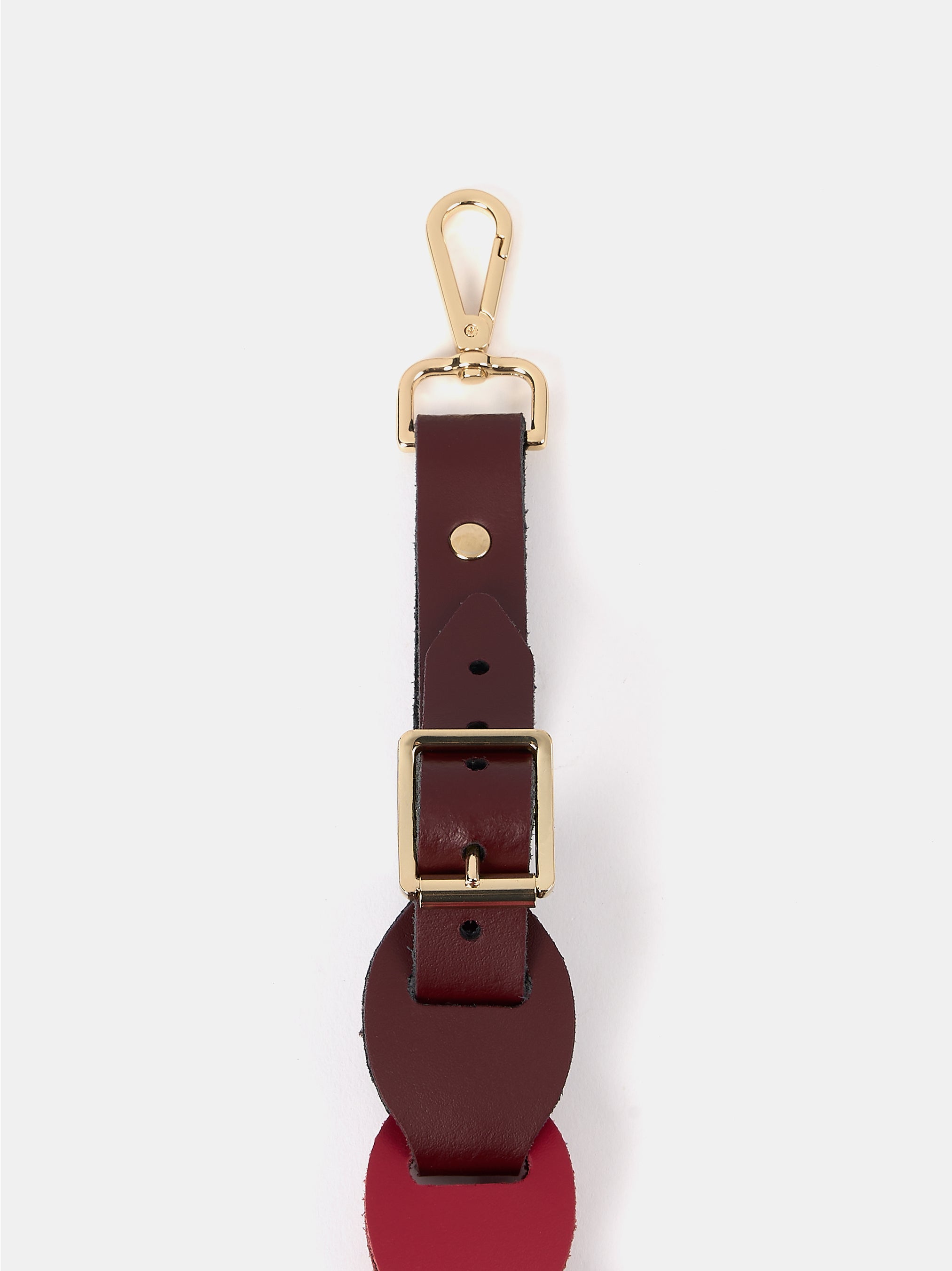 The Link Strap - Oxblood Tri-Colour & Pale Gold Hardware