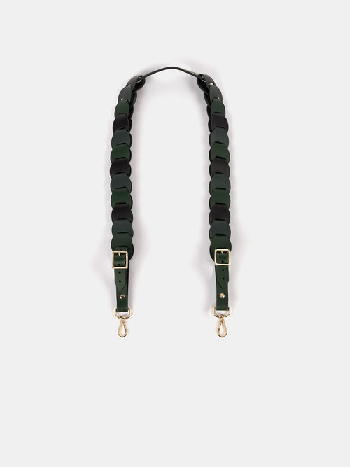 The Link Strap - Racing Green Tri-Colour & Pale Gold Hardware