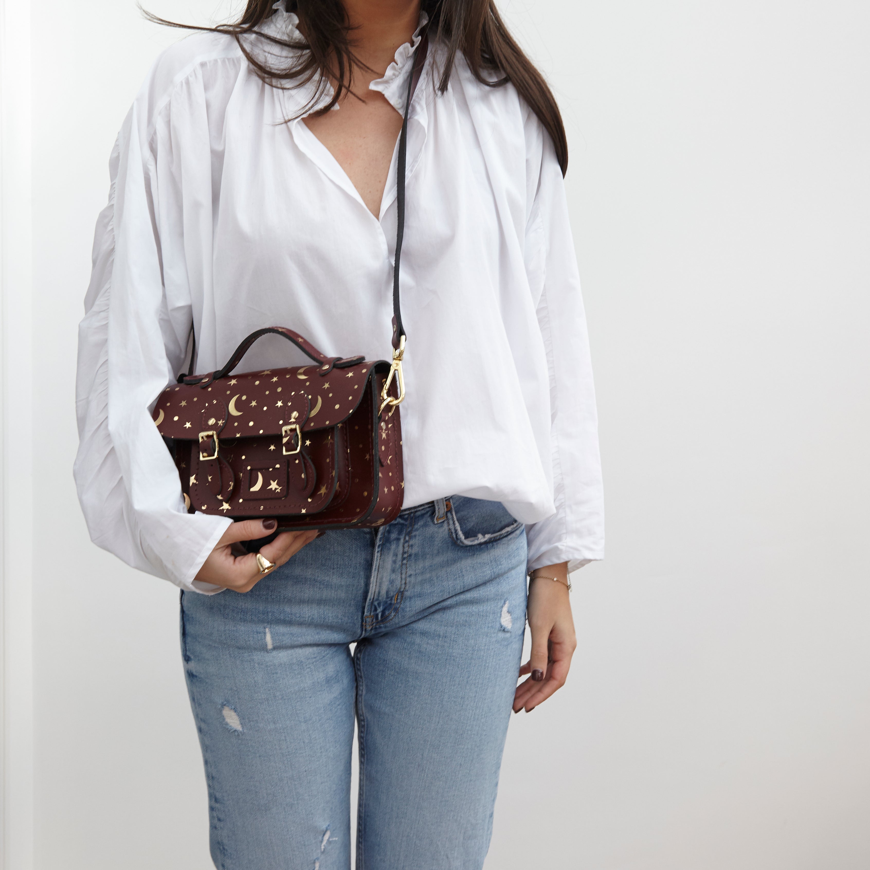 Starstruck on Oxblood Mini Cambridge Satchel Leather Cross Body Bag