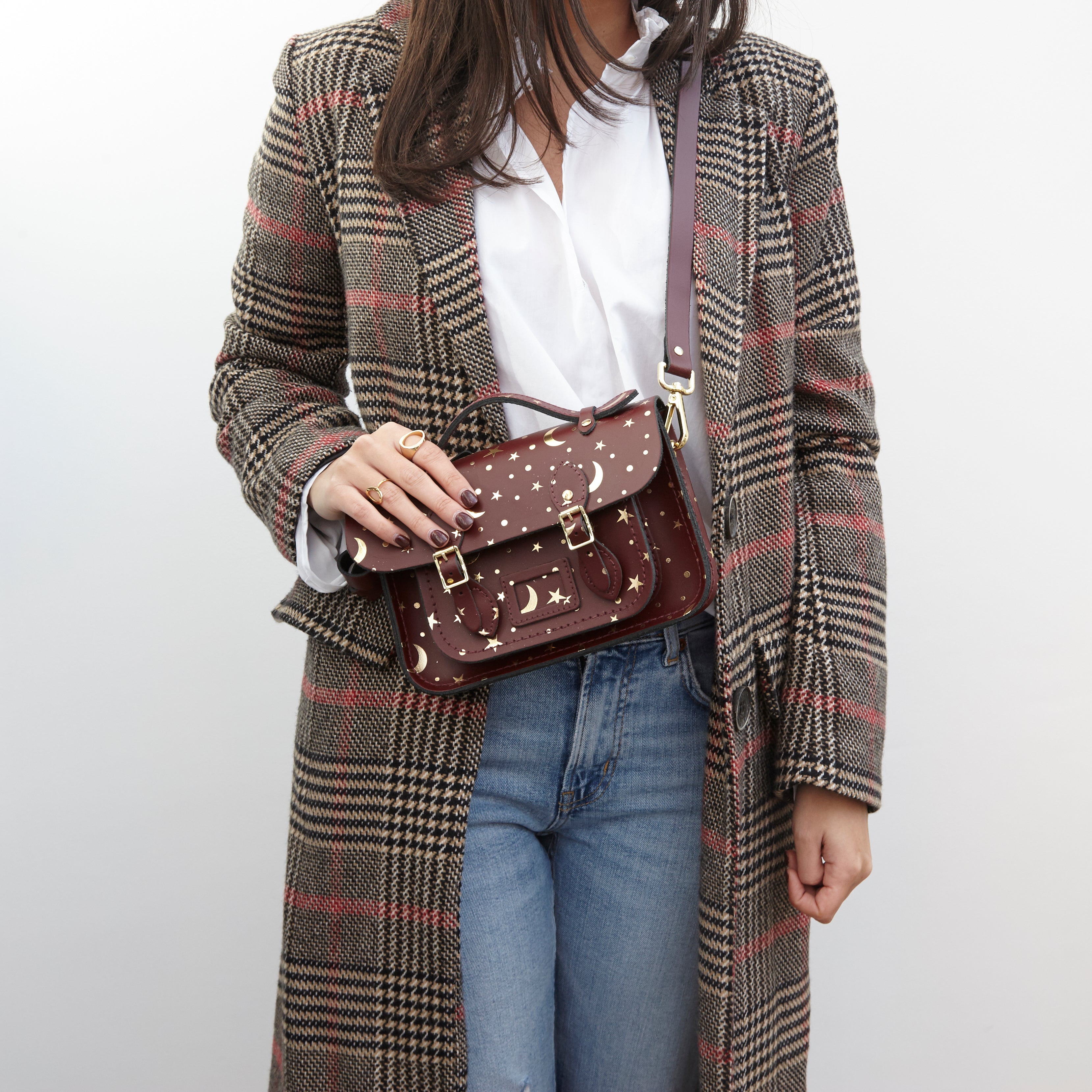 Starstruck on Oxblood Mini Cambridge Satchel Leather Cross Body Bag