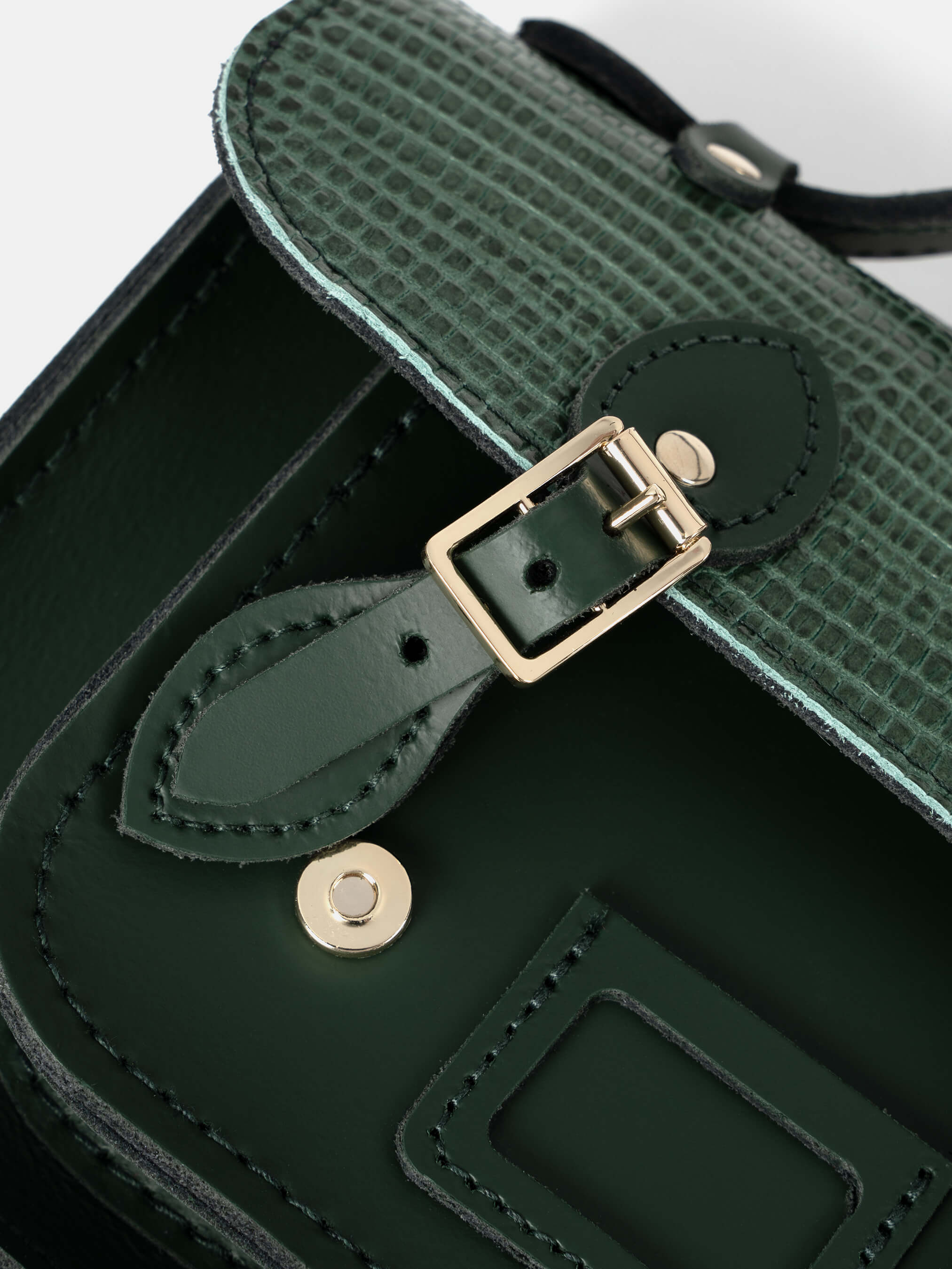 The Mini -  Green Lizard Print Calf Grain with Racing Green