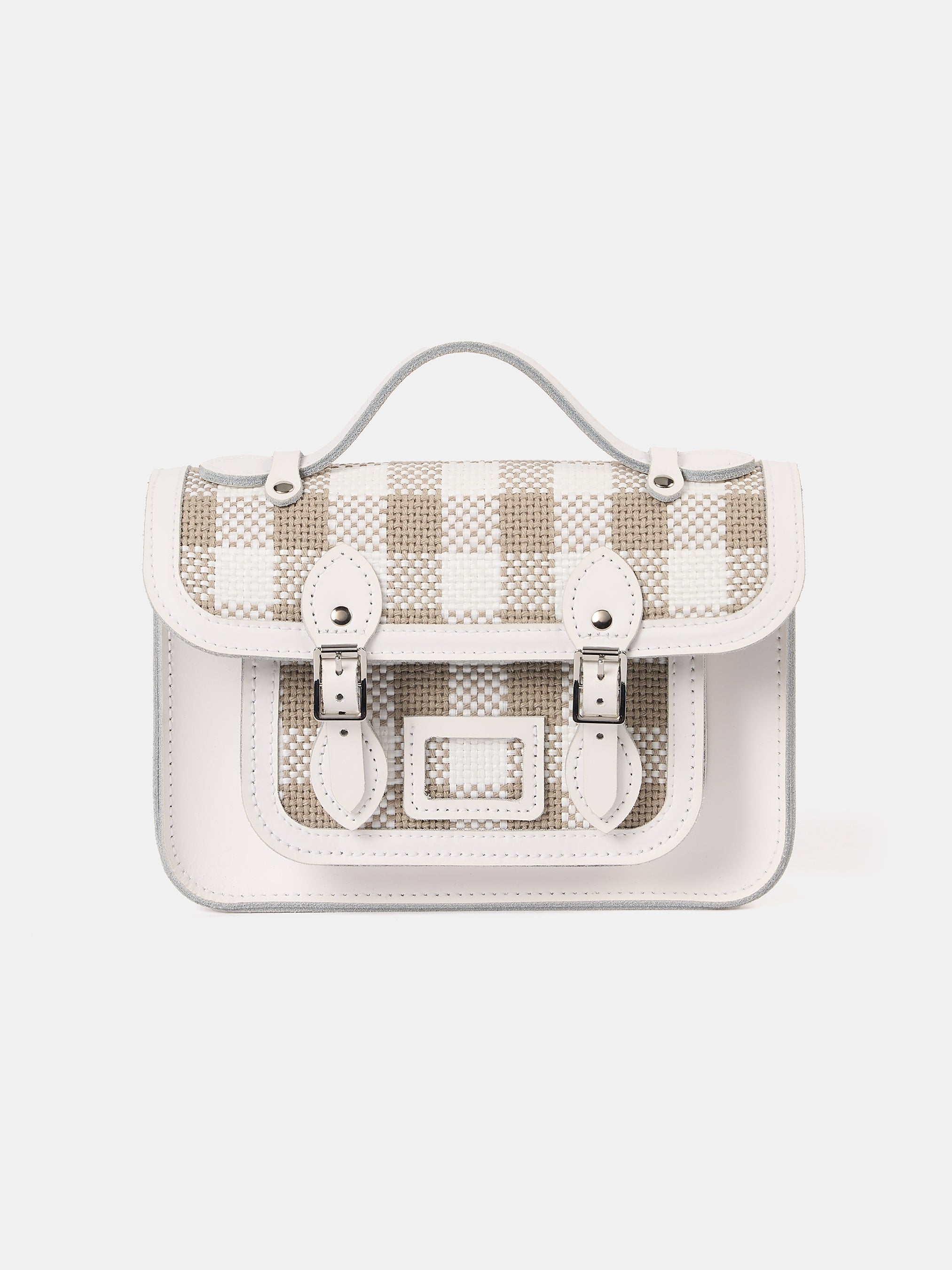 The Mini - Taupe Plaid & Brilliant White