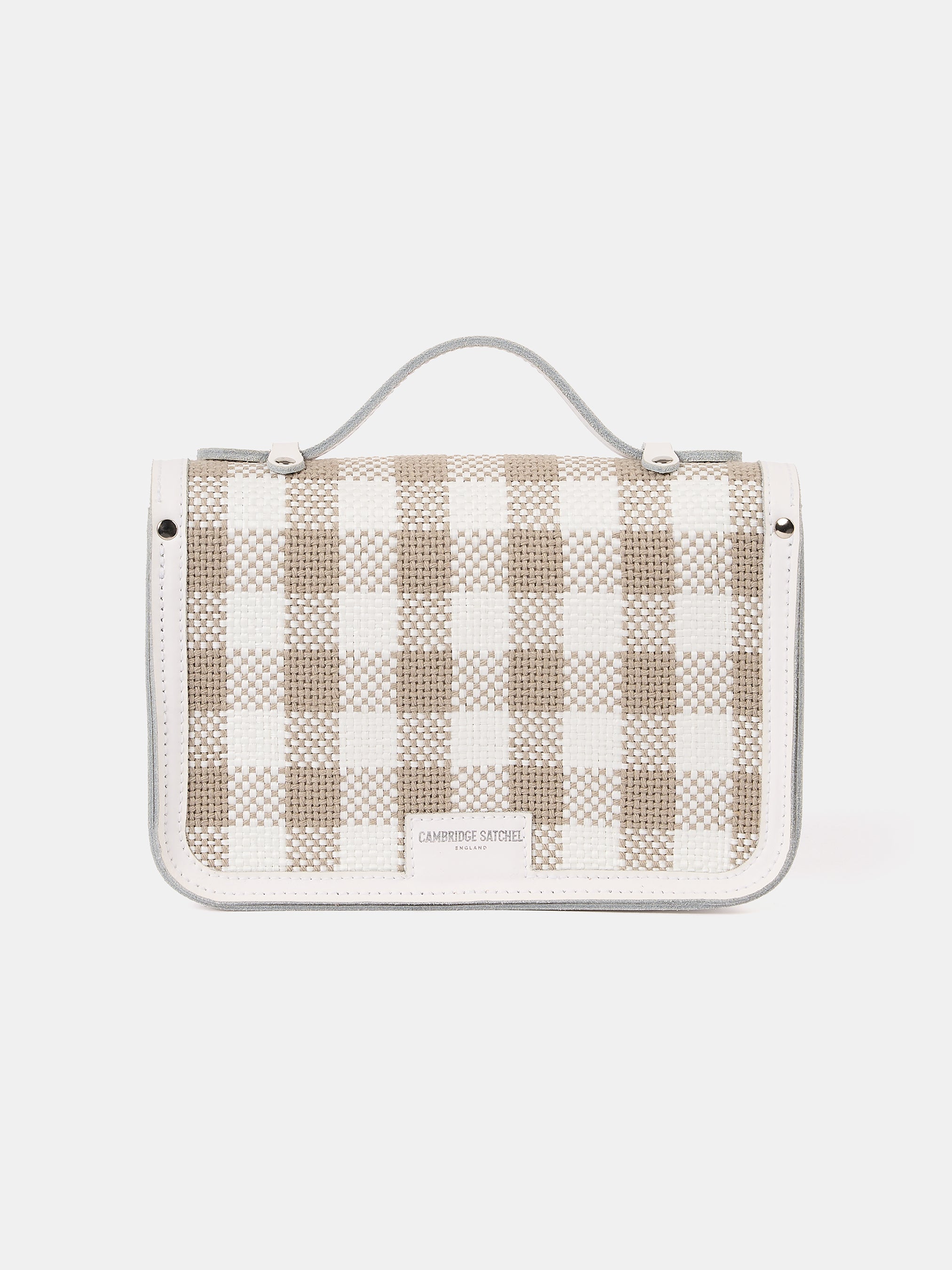 The Mini - Taupe Plaid & Brilliant White