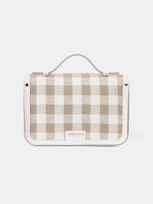 The Mini - Taupe Plaid & Brilliant White