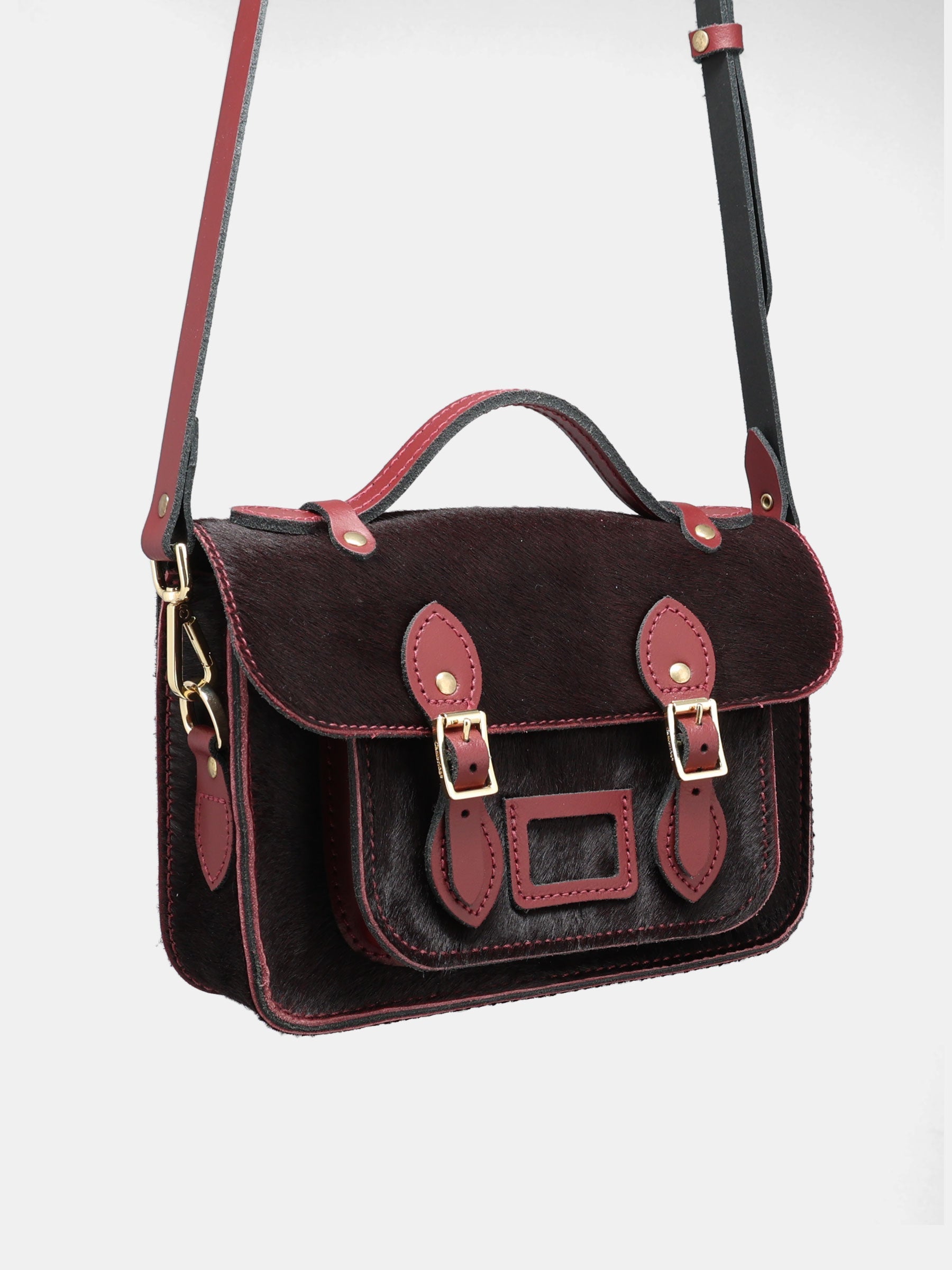 The Mini Satchel - Oxblood hair-on-hide