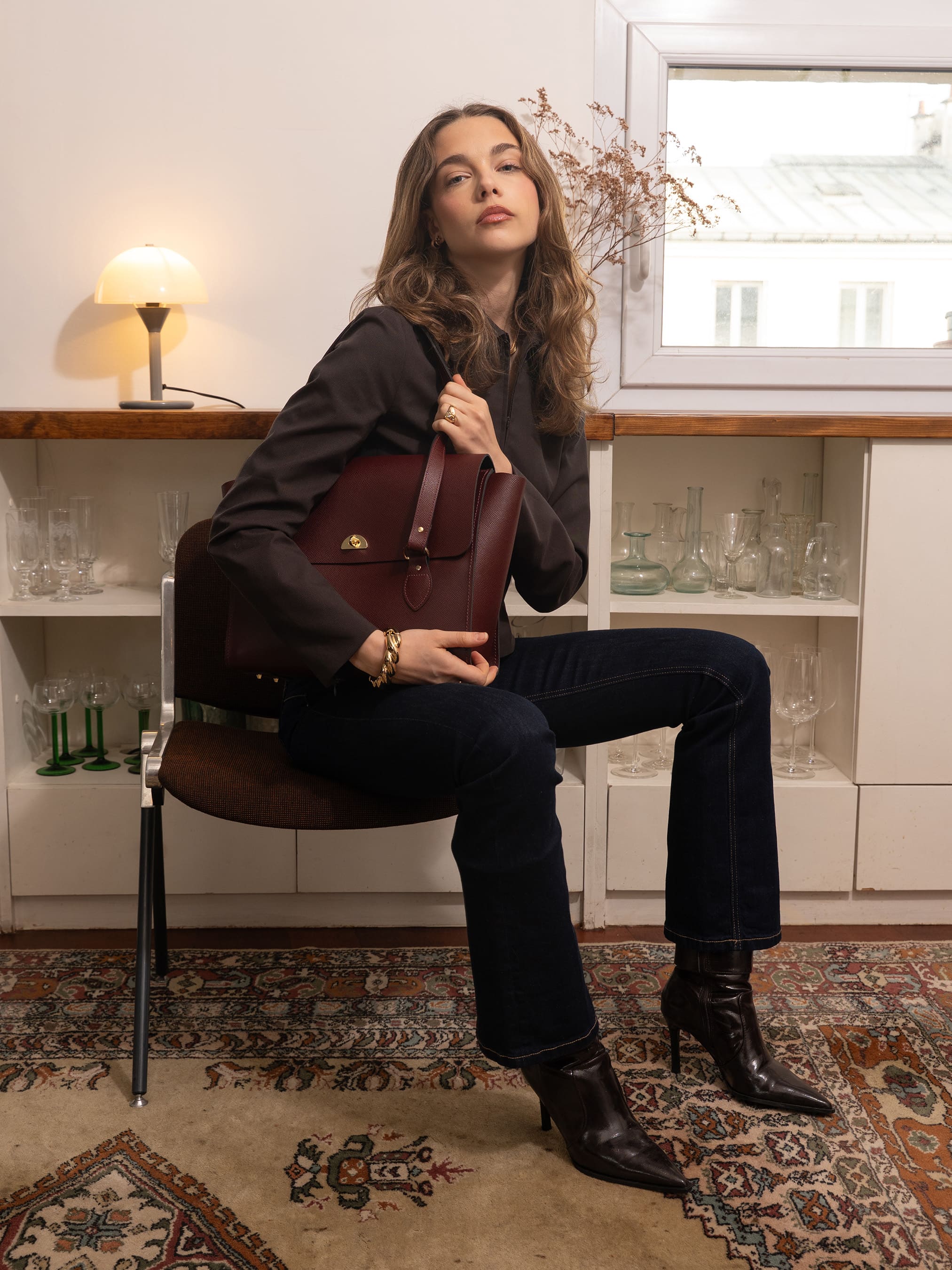 The Emily -  Oxblood Saffiano