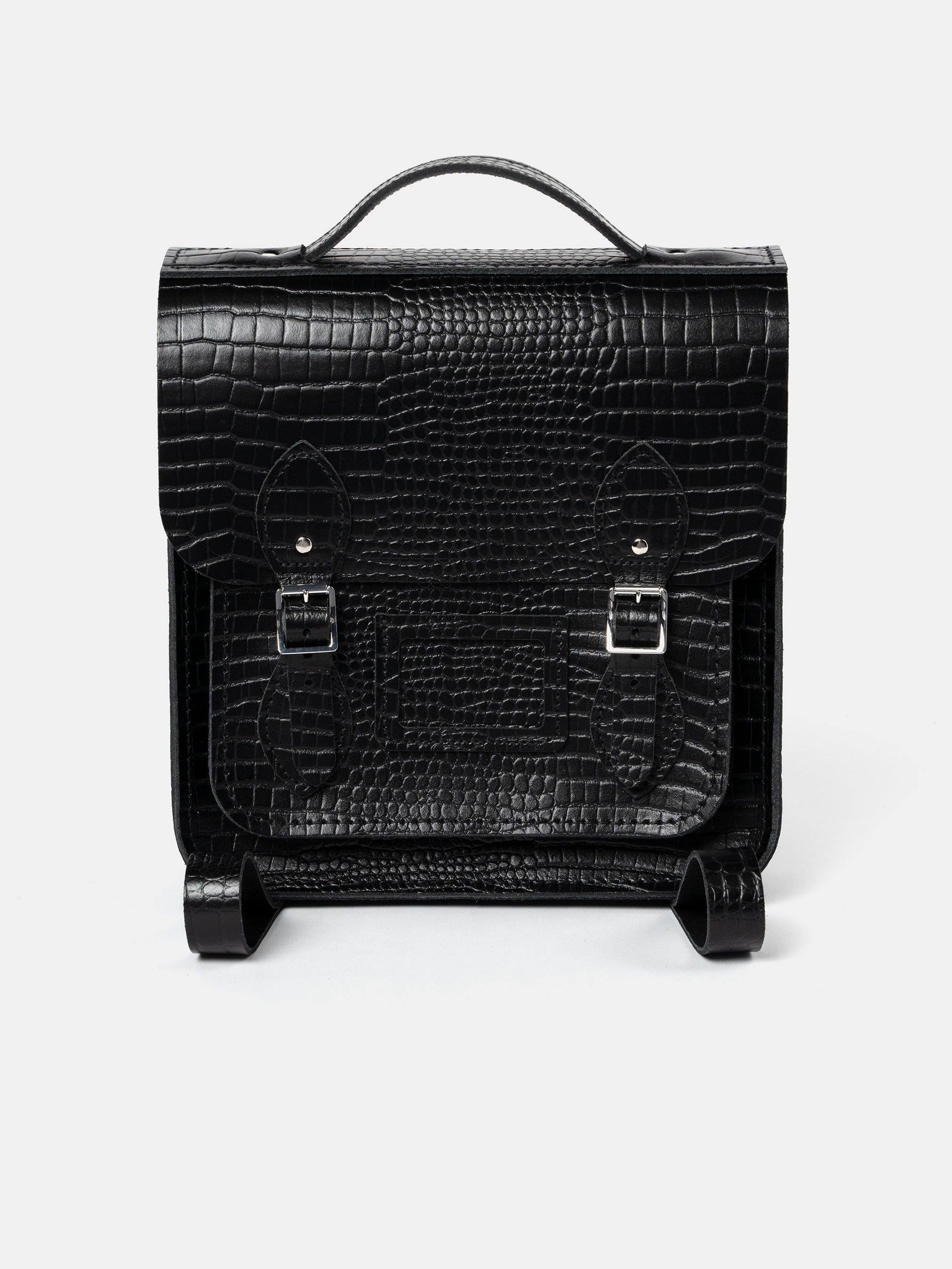 The Small Portrait Backpack -  Black Croc