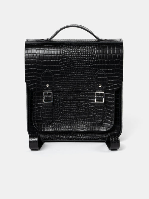 The Small Portrait Backpack -  Black Croc