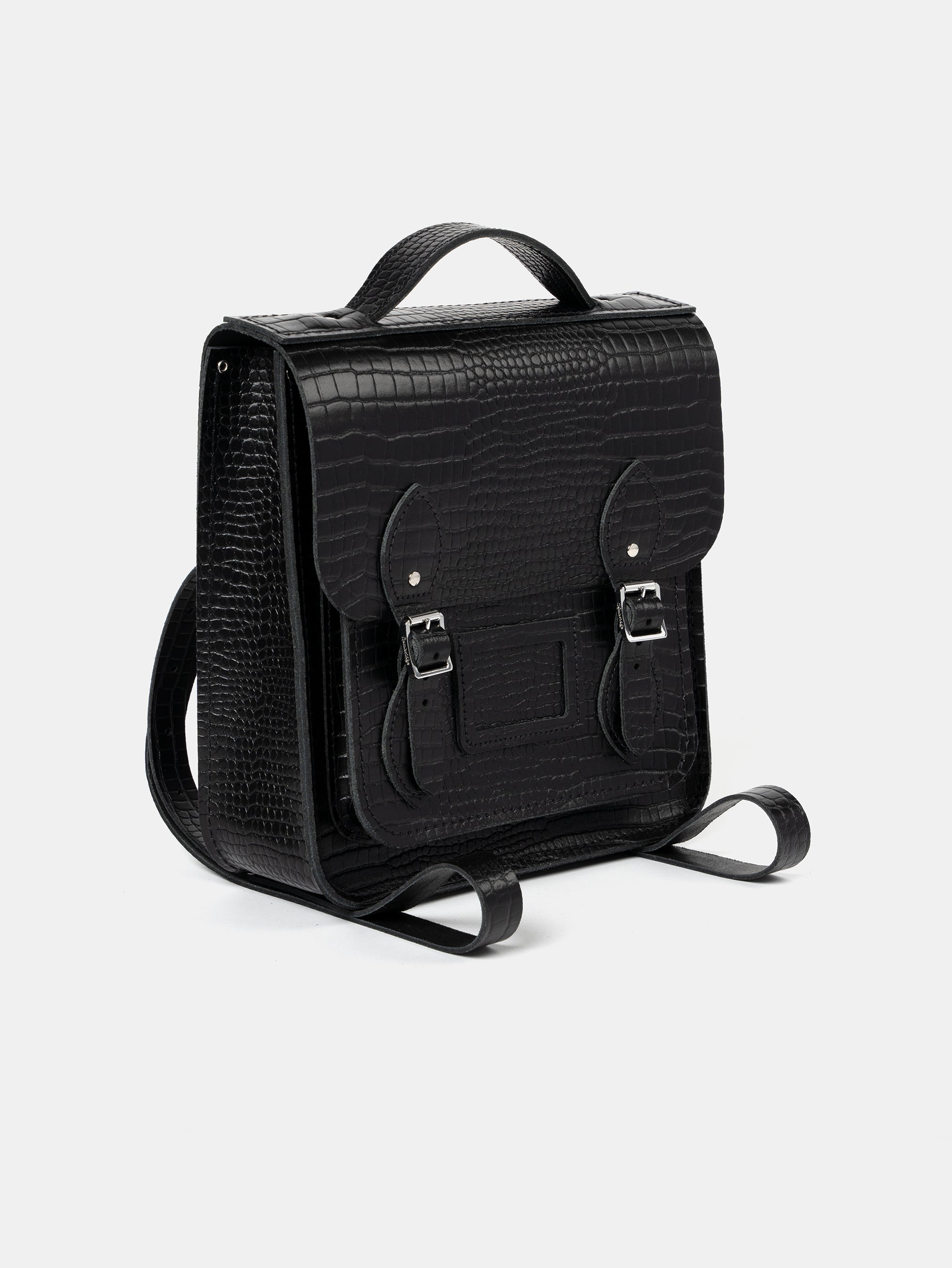 The Small Portrait Backpack -  Black Croc