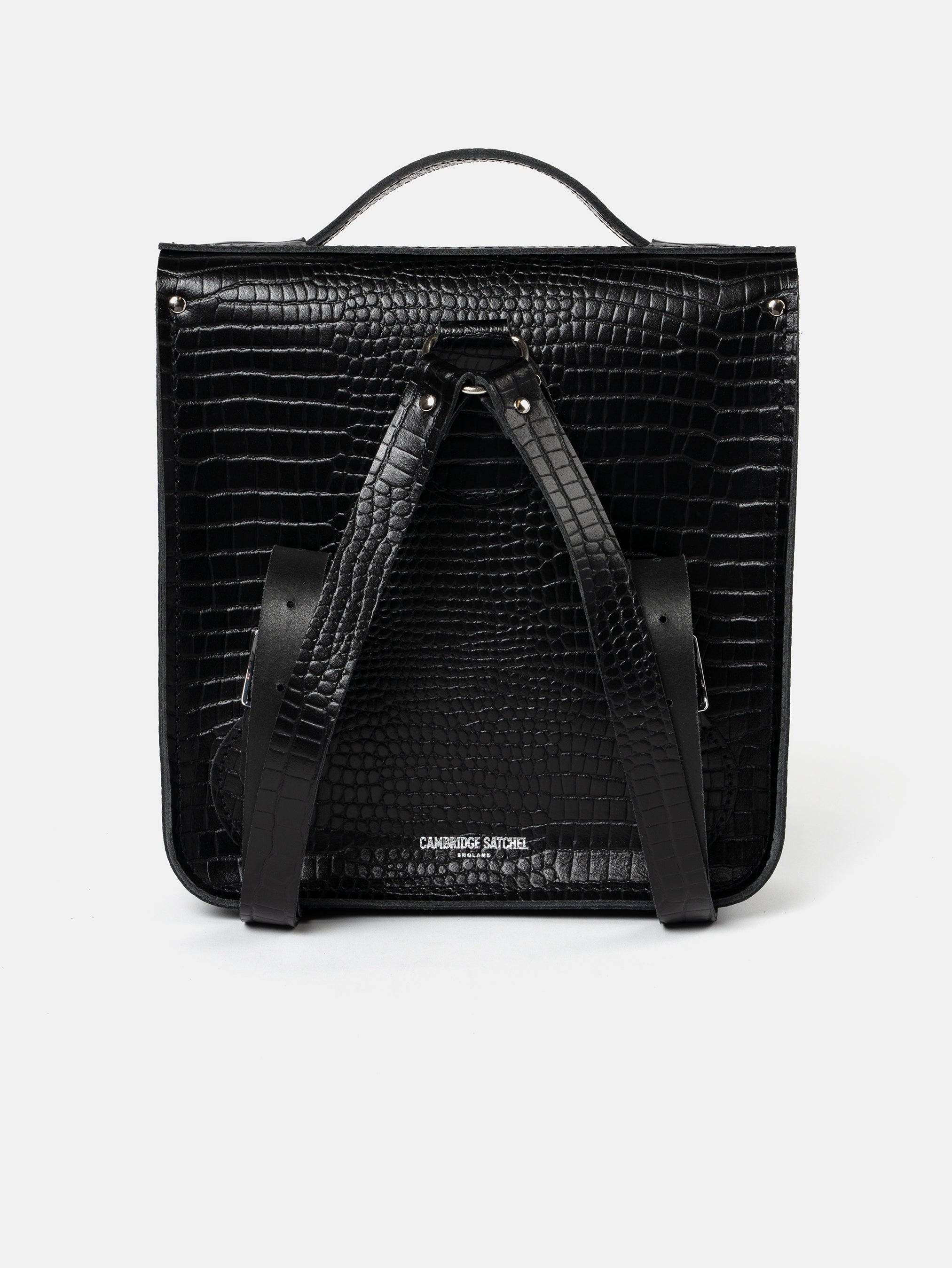 The Small Portrait Backpack -  Black Croc