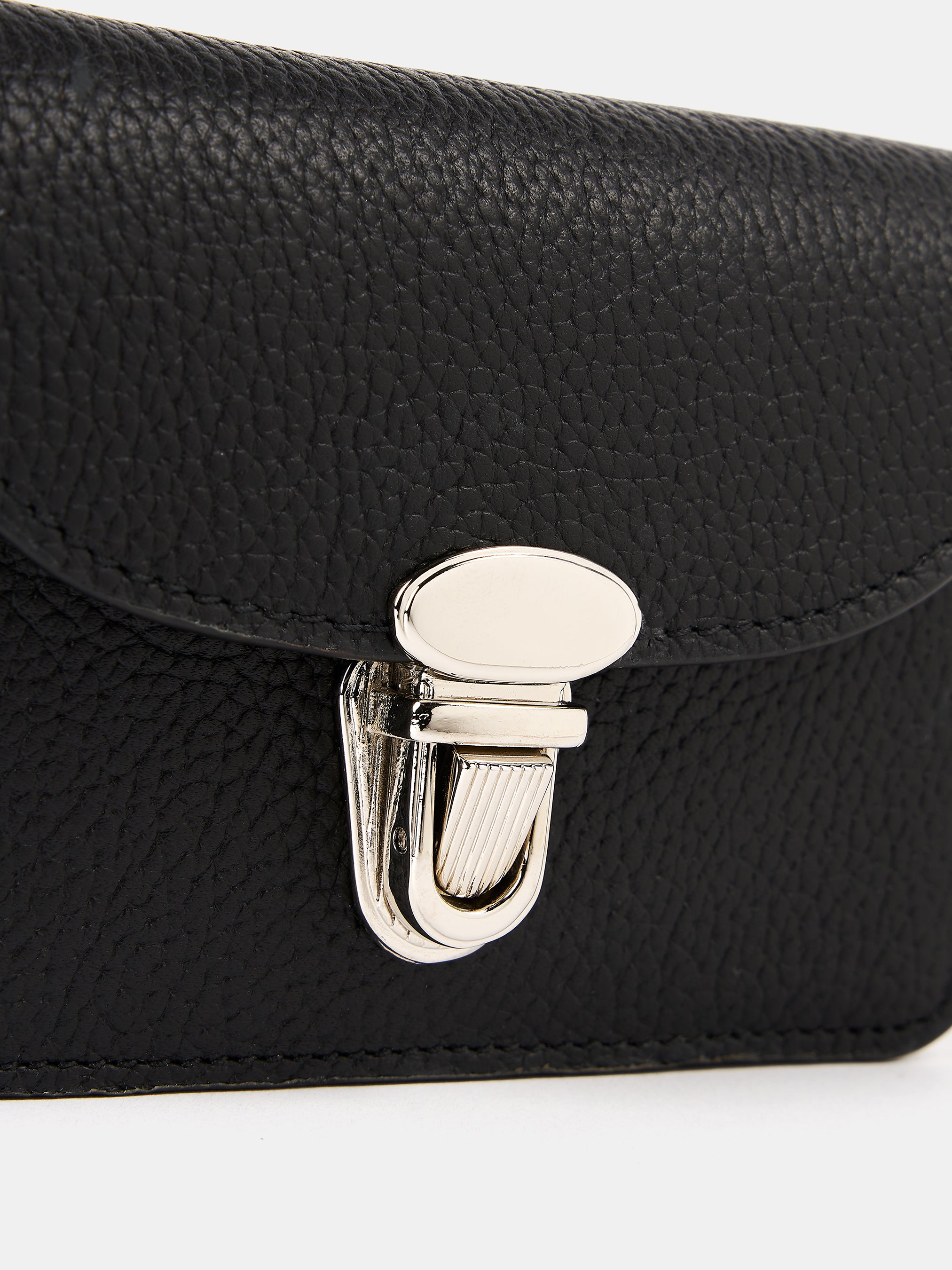 The Small Push Lock Purse - Black Madras Grain