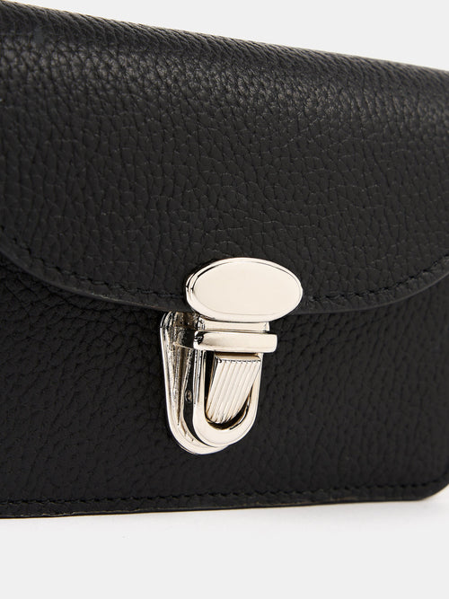 The Small Push Lock Purse - Black Madras Grain