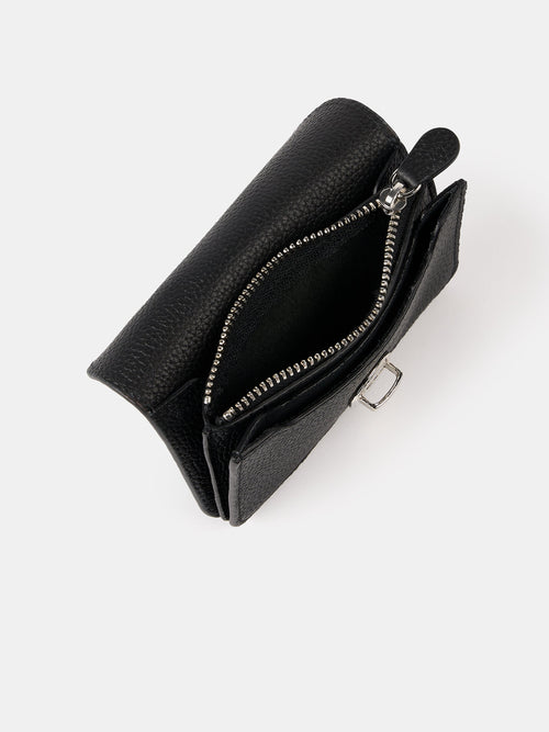 The Small Push Lock Purse - Black Madras Grain