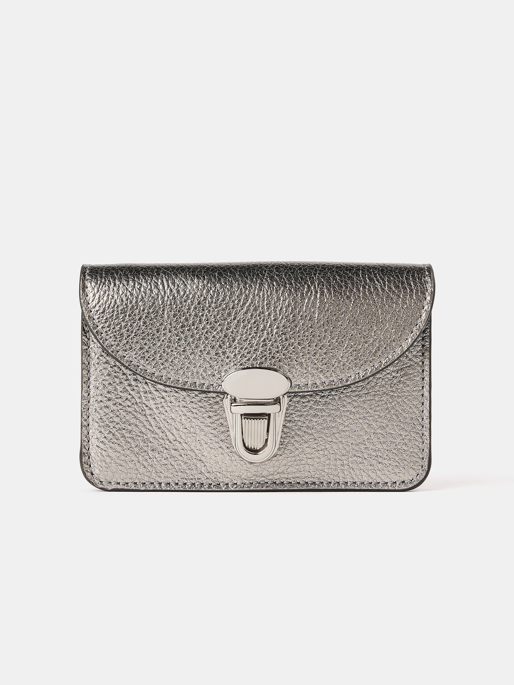 The Small Push Lock Purse - Steel Madras Grain