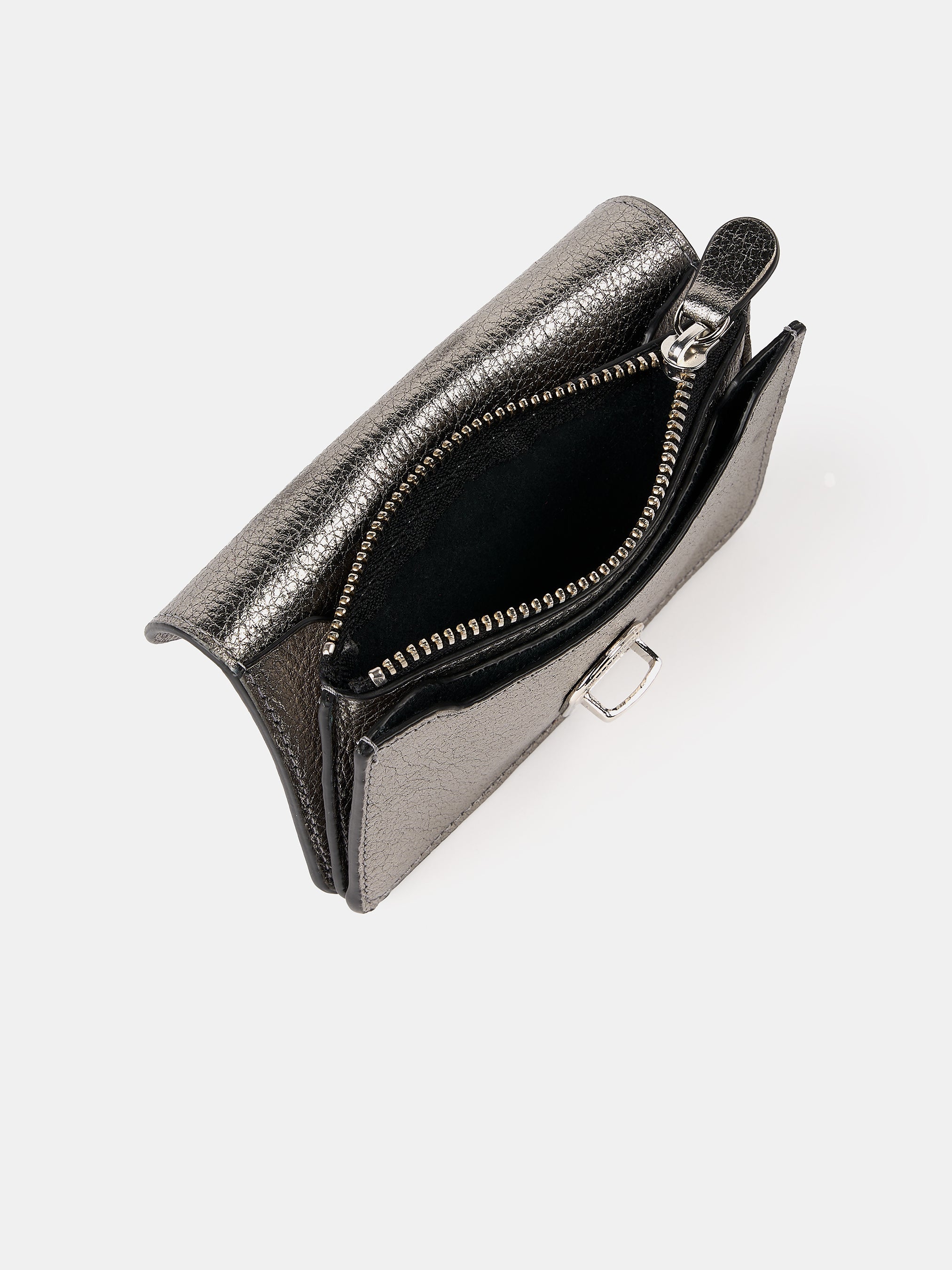 The Small Push Lock Purse - Steel Madras Grain