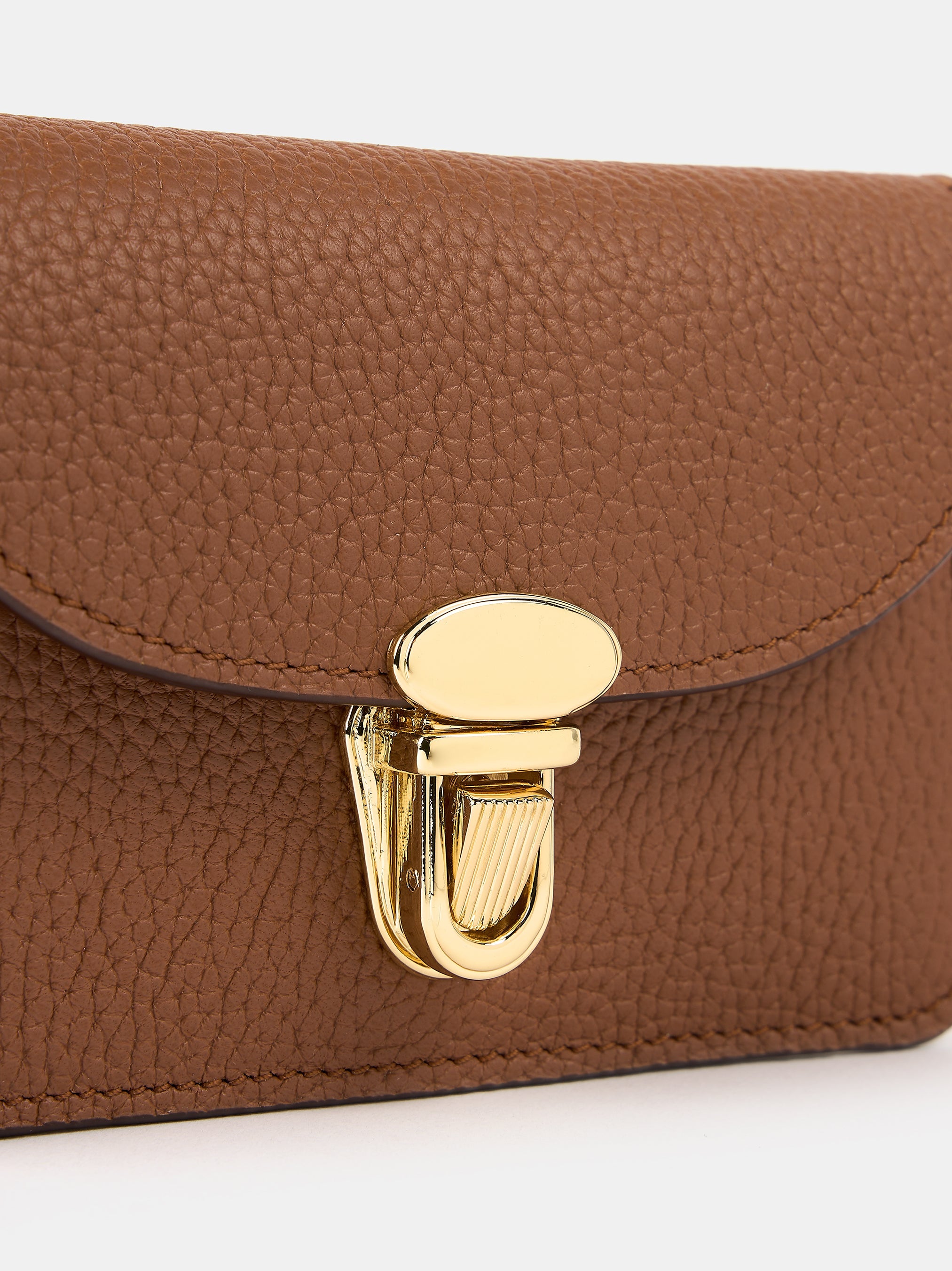 The Small Push Lock Purse - Tan & Clay Madras Grain